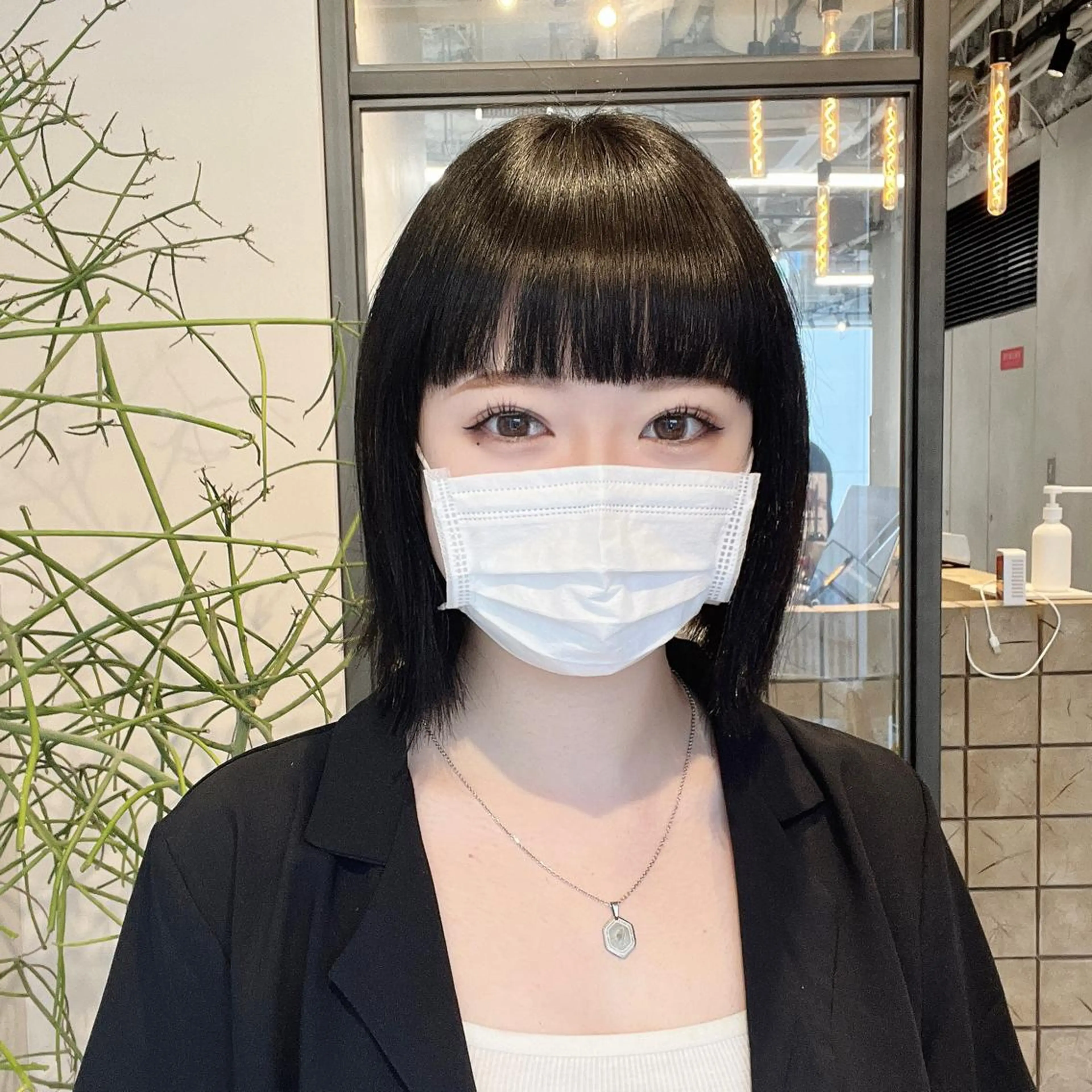 ミディアム カット ヘアカラー 縮毛矯正 トリートメント 🤍髪質改善➕透明感 カラー🤍川上葵のヘアスタイル