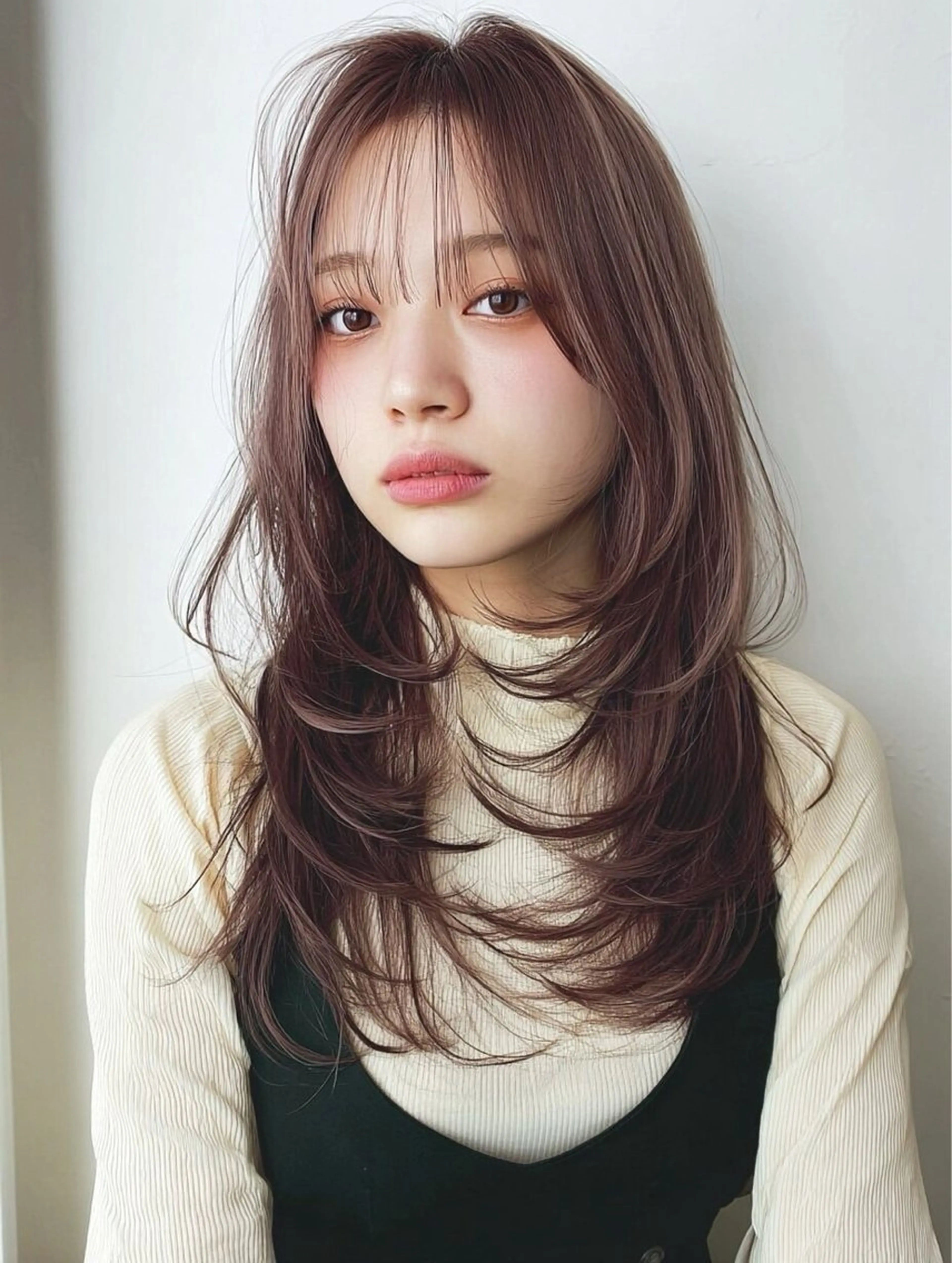 ロング カラー おかもと あやのヘアスタイル