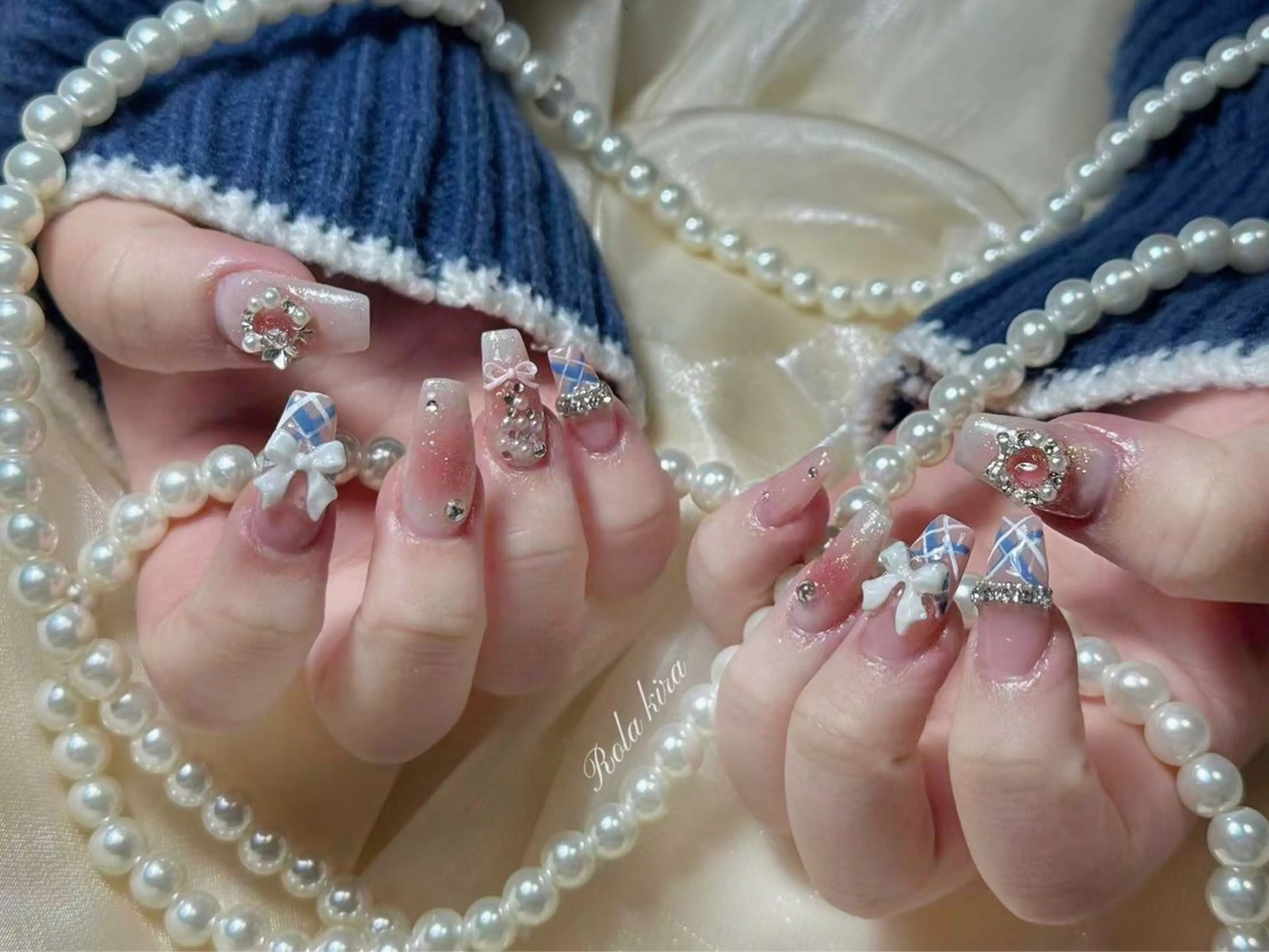 ネイル チークネイル 長さ出し フレンチネイル ジェルネイル 韓国ネイル ハンドネイル Rola kira nail salon所属・Rola kira 麗のネイルデザイン