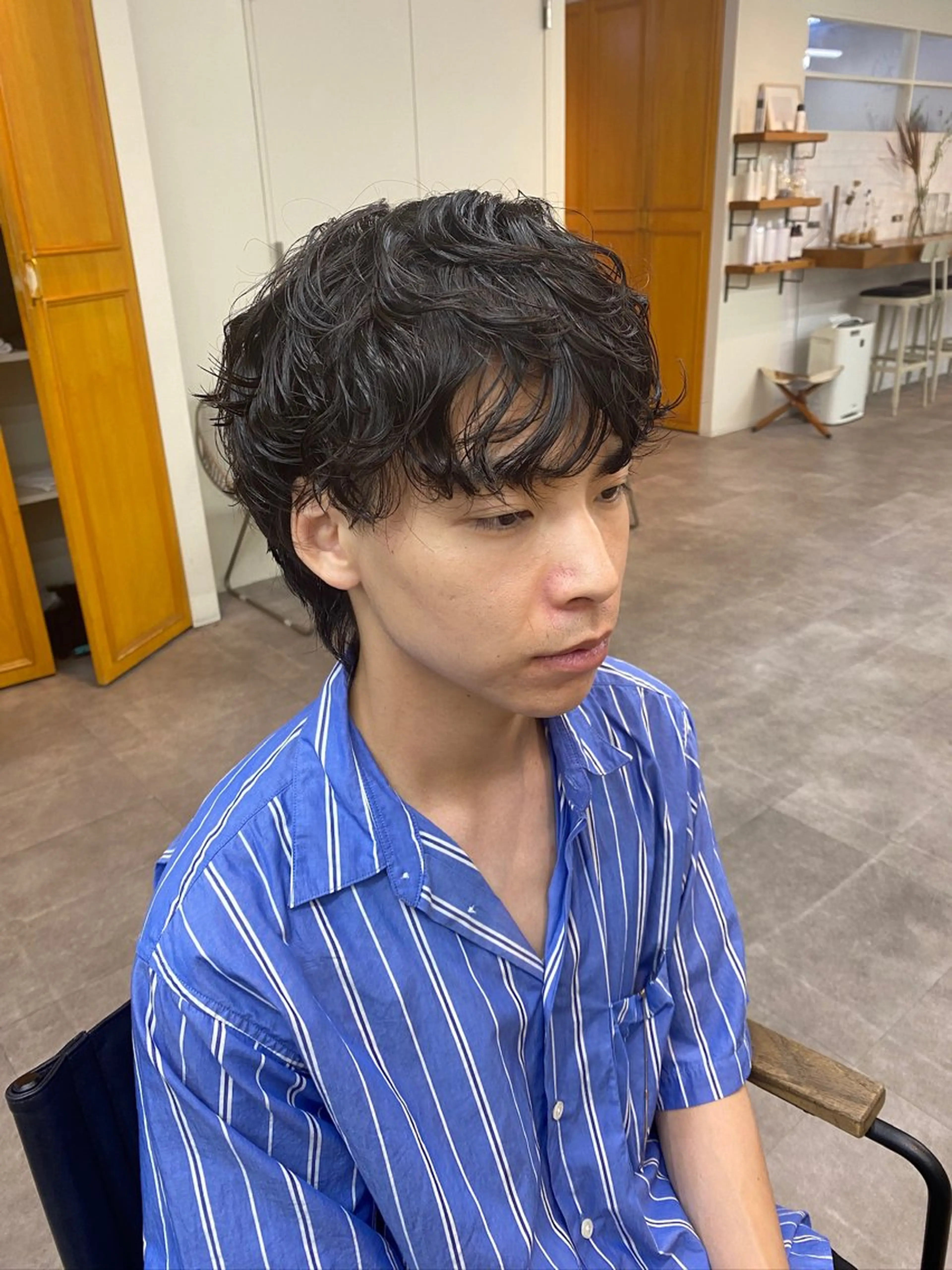 パーマ メンズ メンズパーマ パーマ オリーブカラー🫒 透明感カラーMAOのヘアスタイル