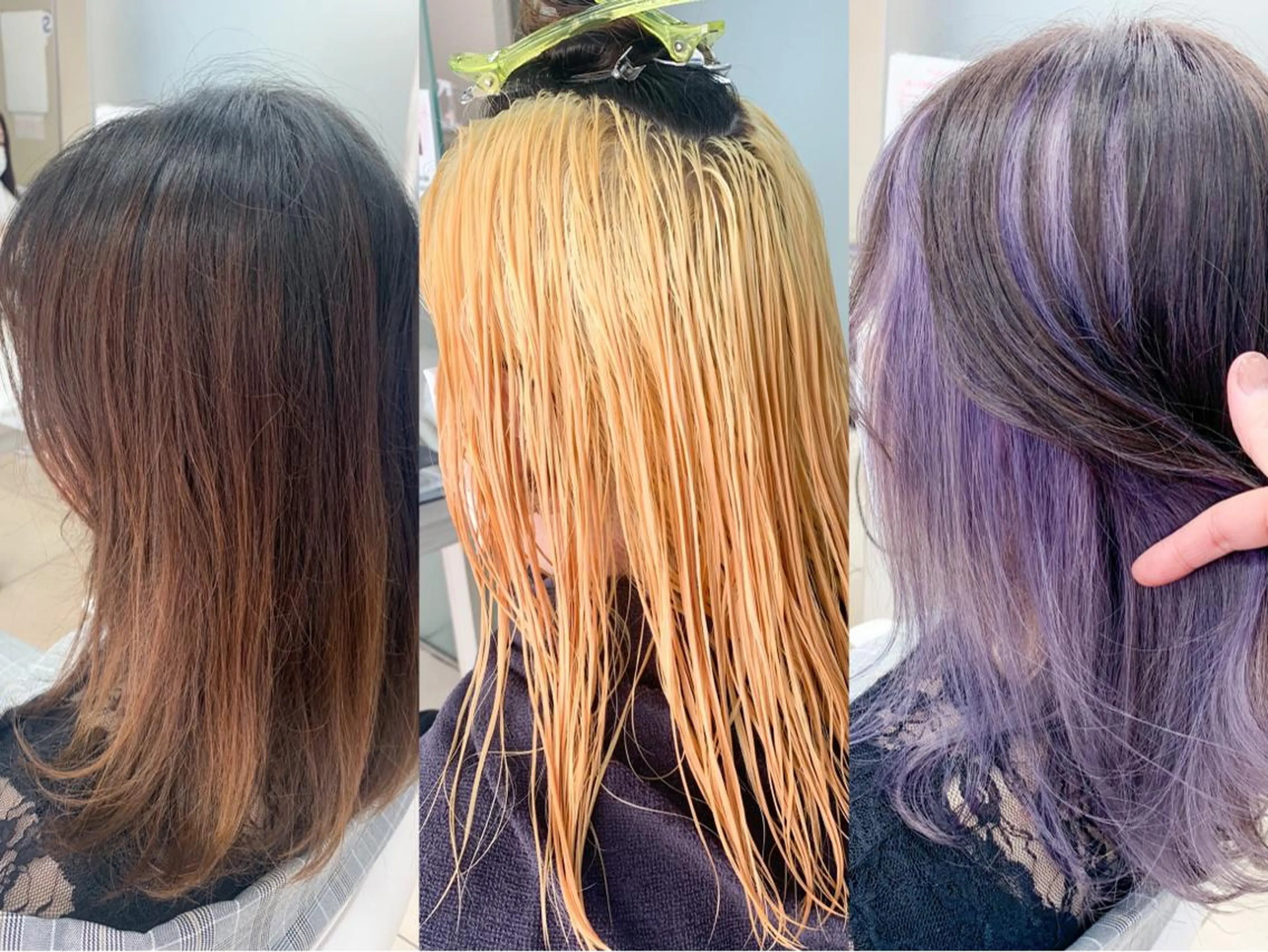 セミロング カラー ブリーチ インナーカラー パープルカラー シルバー ヘアカラー ✨ブリーチカラー特化 🦄✨当日予約⭕️✨のヘアスタイル