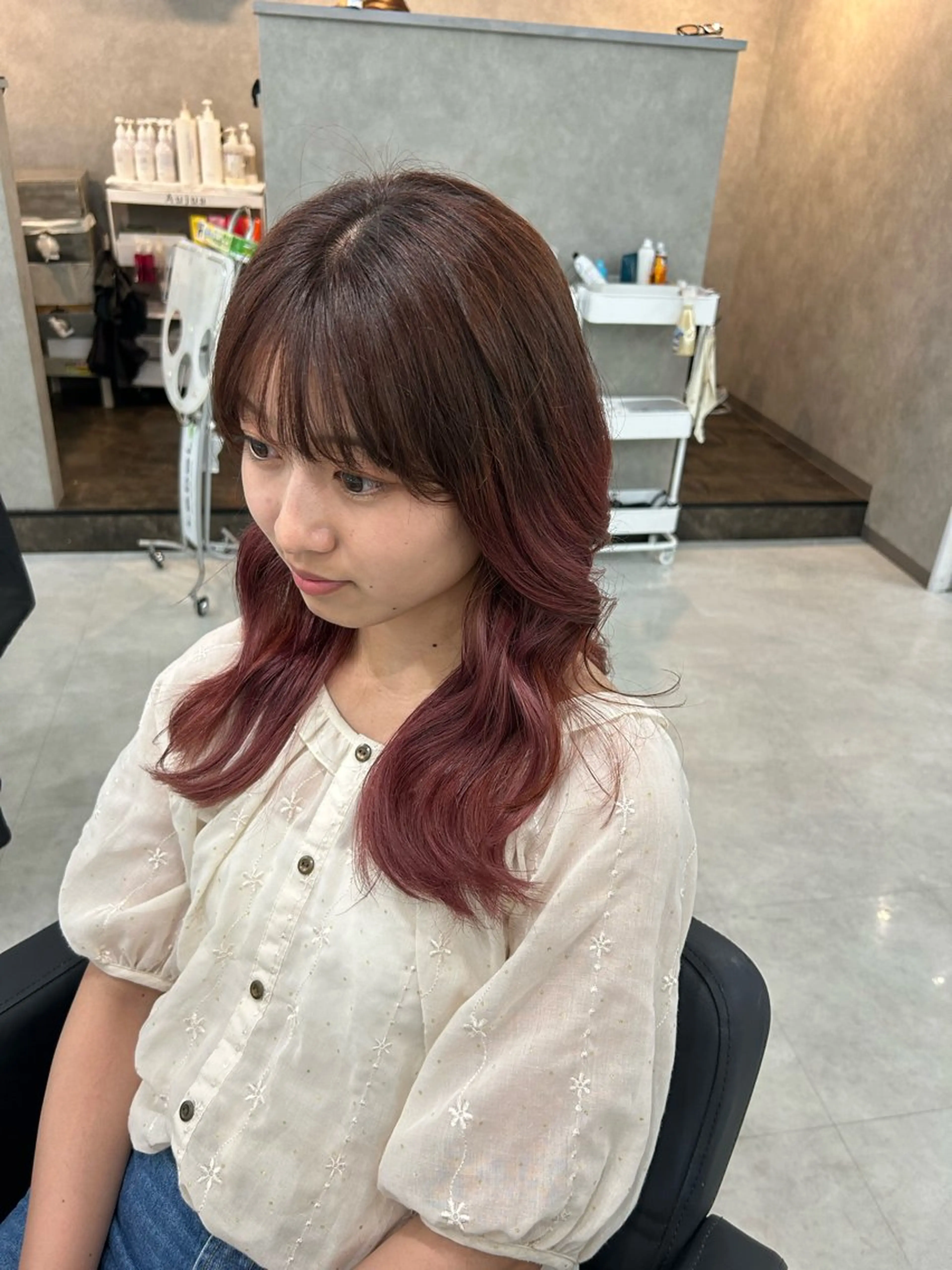 【🍓ミニモ限定🍓】顔周りカット➕ブリーチ無しダブルカラー➕トリートメント🫧の写真