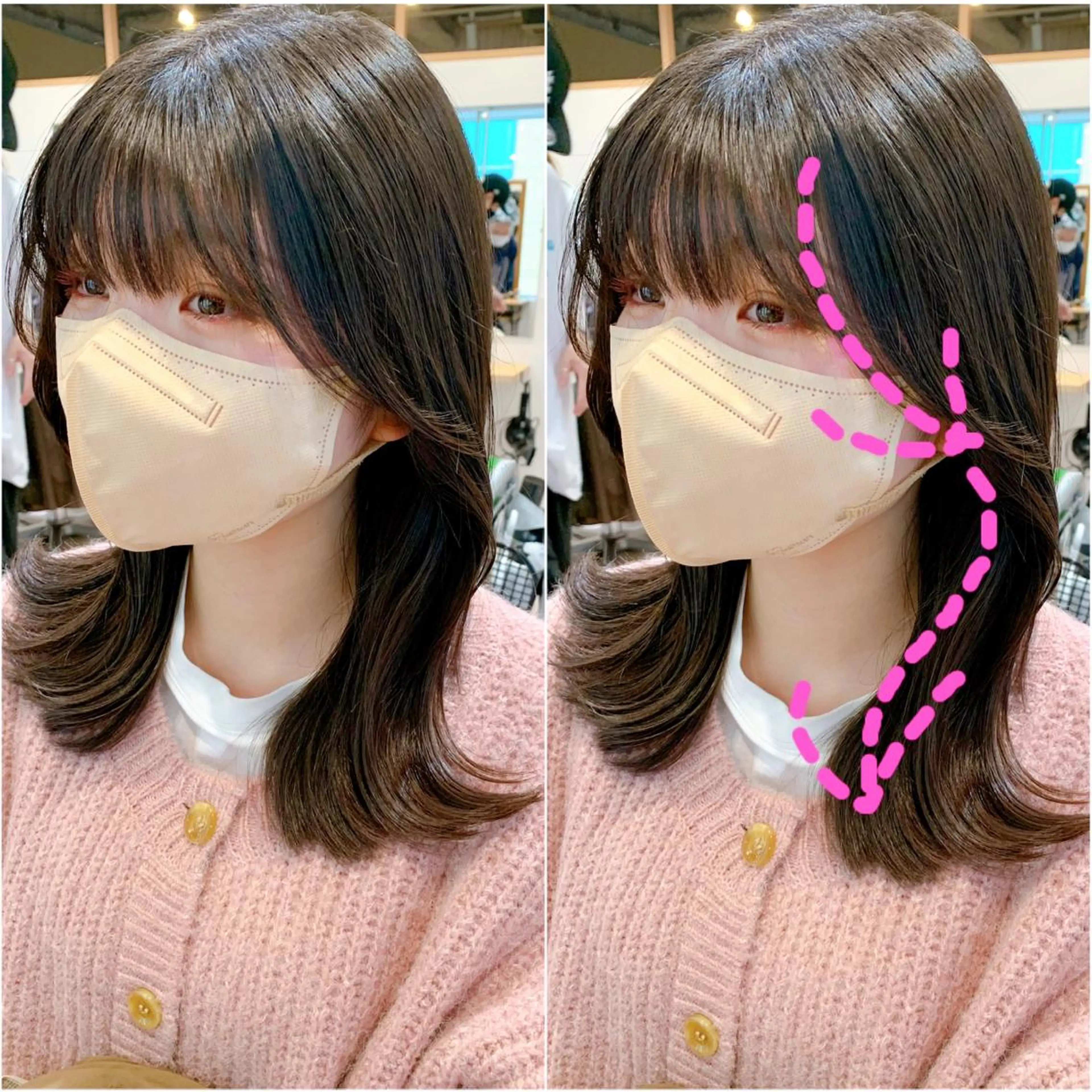 ミディアム ヘアアレンジ 切りっぱなしボブ ボブ くびれヘア 韓国風ヘア レイヤーカット カット トリートメント rita atelier 【リタ】所属・韓国hair🦋 Nanaのヘアスタイル