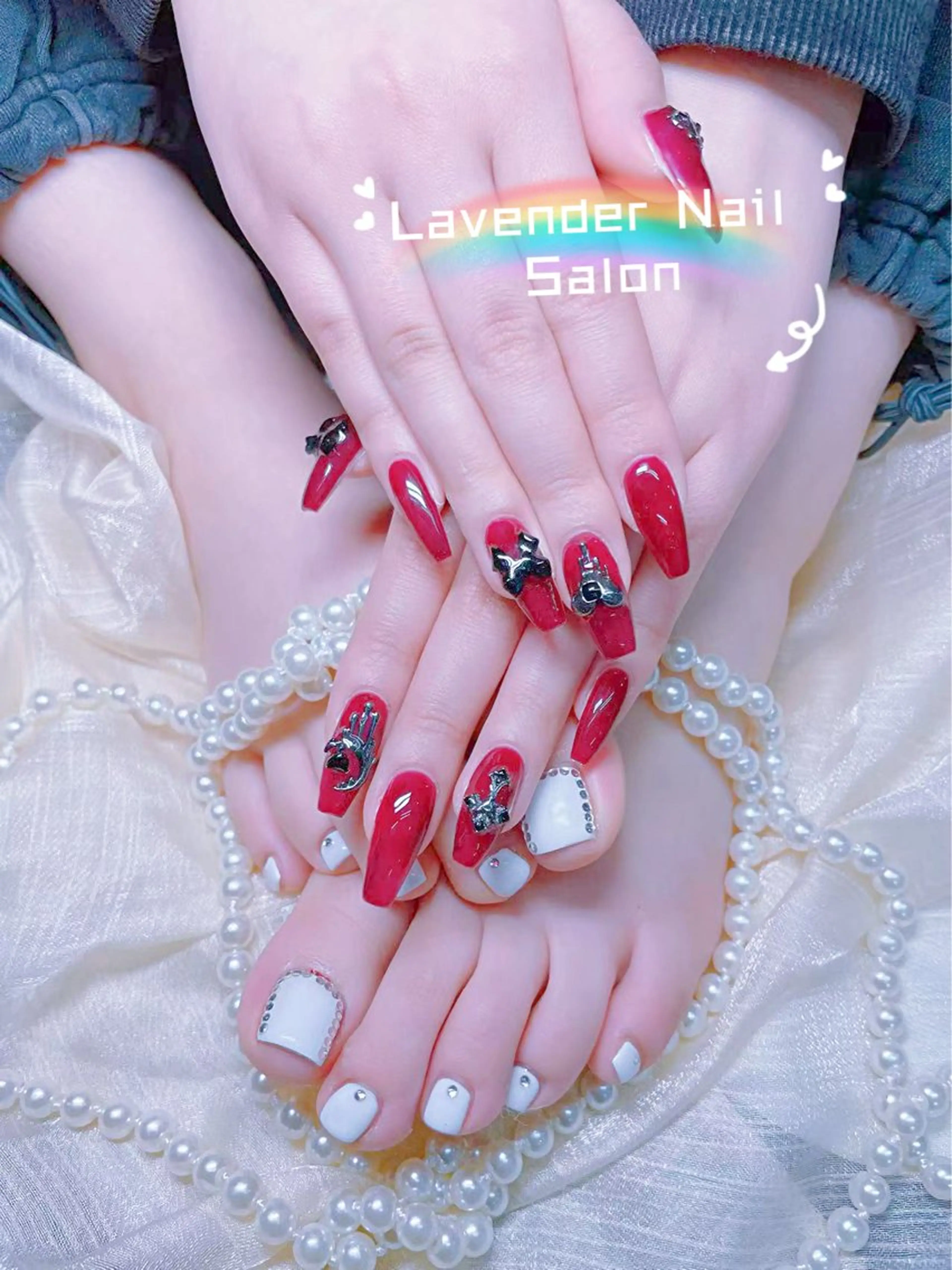ネイル アートネイル 桜ネイル フレンチネイル ガーリー ハート lavender所属・日暮里🦋 ナナ【パラジェル店】のエステ・リラクイメージ