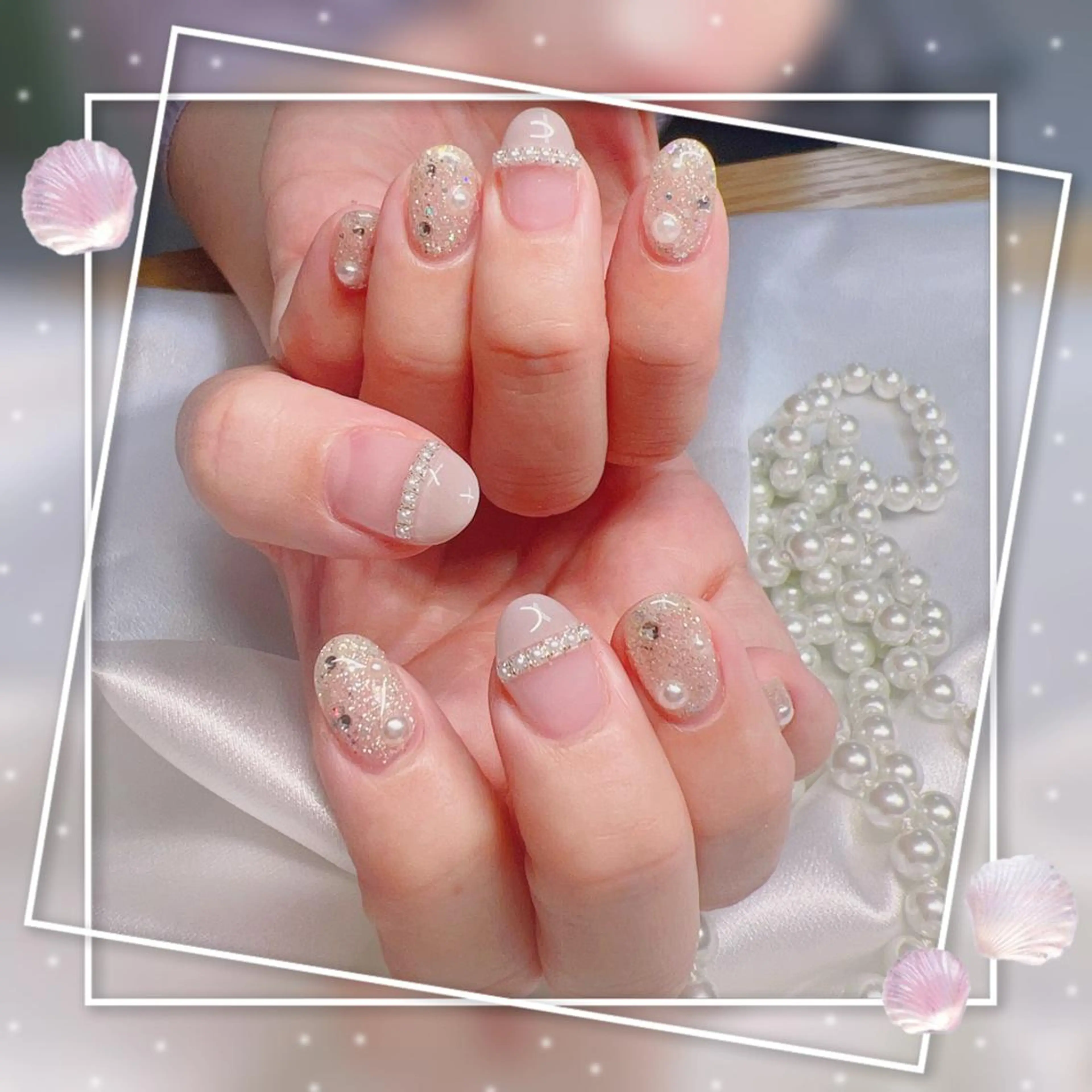 ネイル フレンチネイル キラキラネイル 韓国ネイル マグネットネイル マグネットフレンチ Chill Nailsalonのネイルデザイン