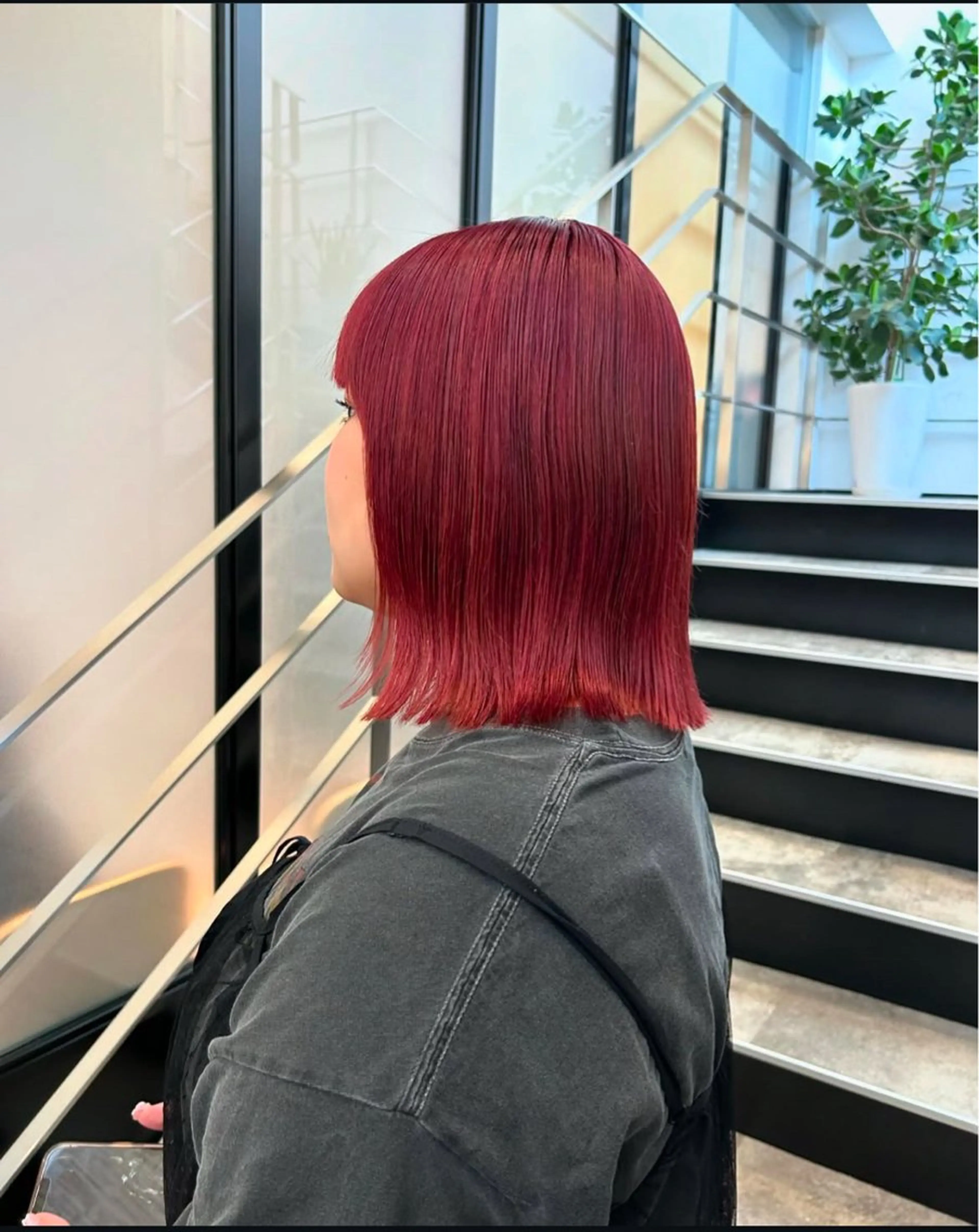 ミディアム カラー パーマ ヘアアレンジ キッズ ボルドーカラー レッドカラー ローズカラー ボブ カット ヘアカラー GOTODAY SHAiRE SALON (原宿本店)所属・sakurai kana 🎀のヘアスタイル