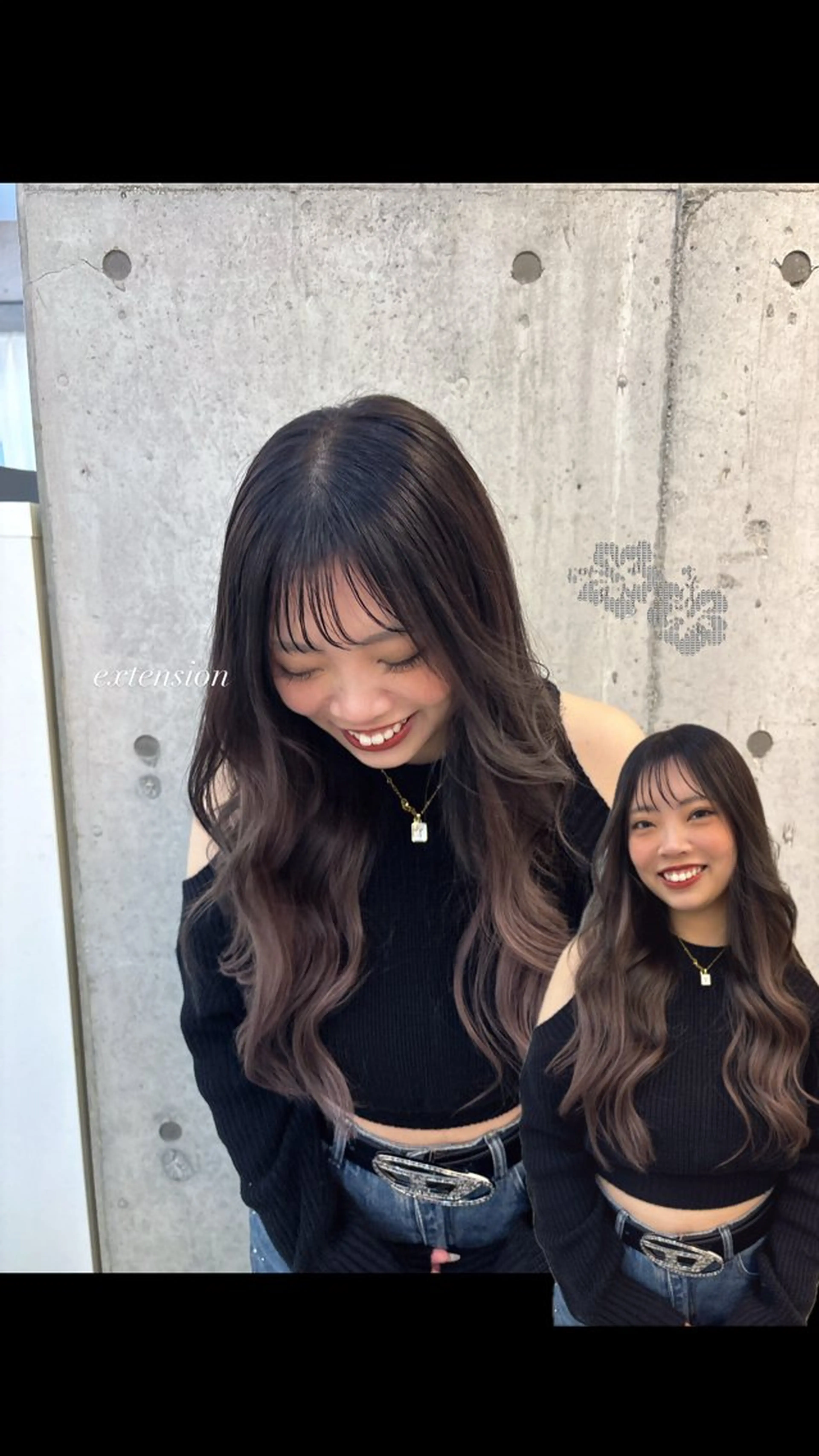 ロング エクステ 透け感 カラー/neneのヘアスタイル