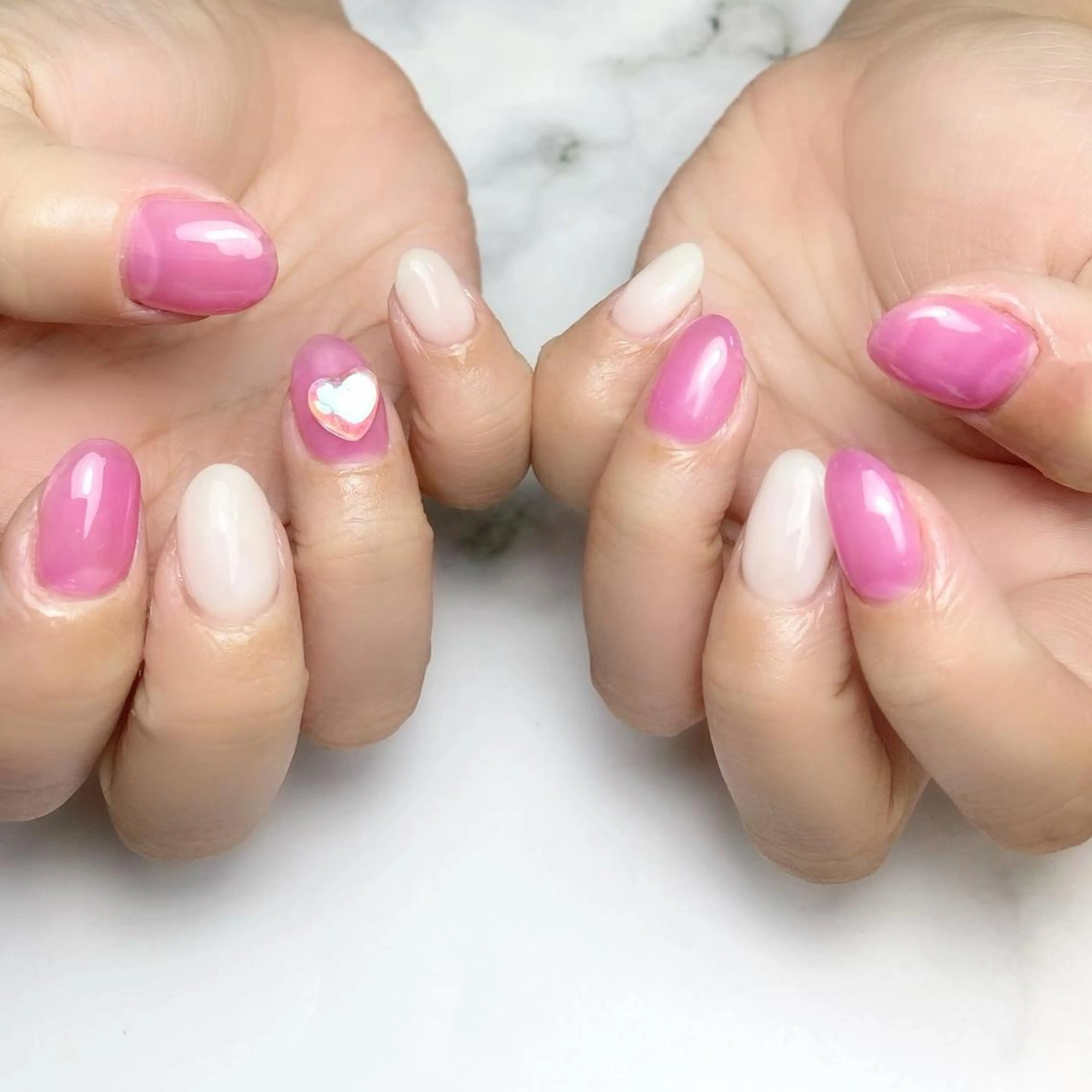 ネイル ハート ピンク ハンドネイル Nail ameria megu所属・ameria meguのネイルデザイン