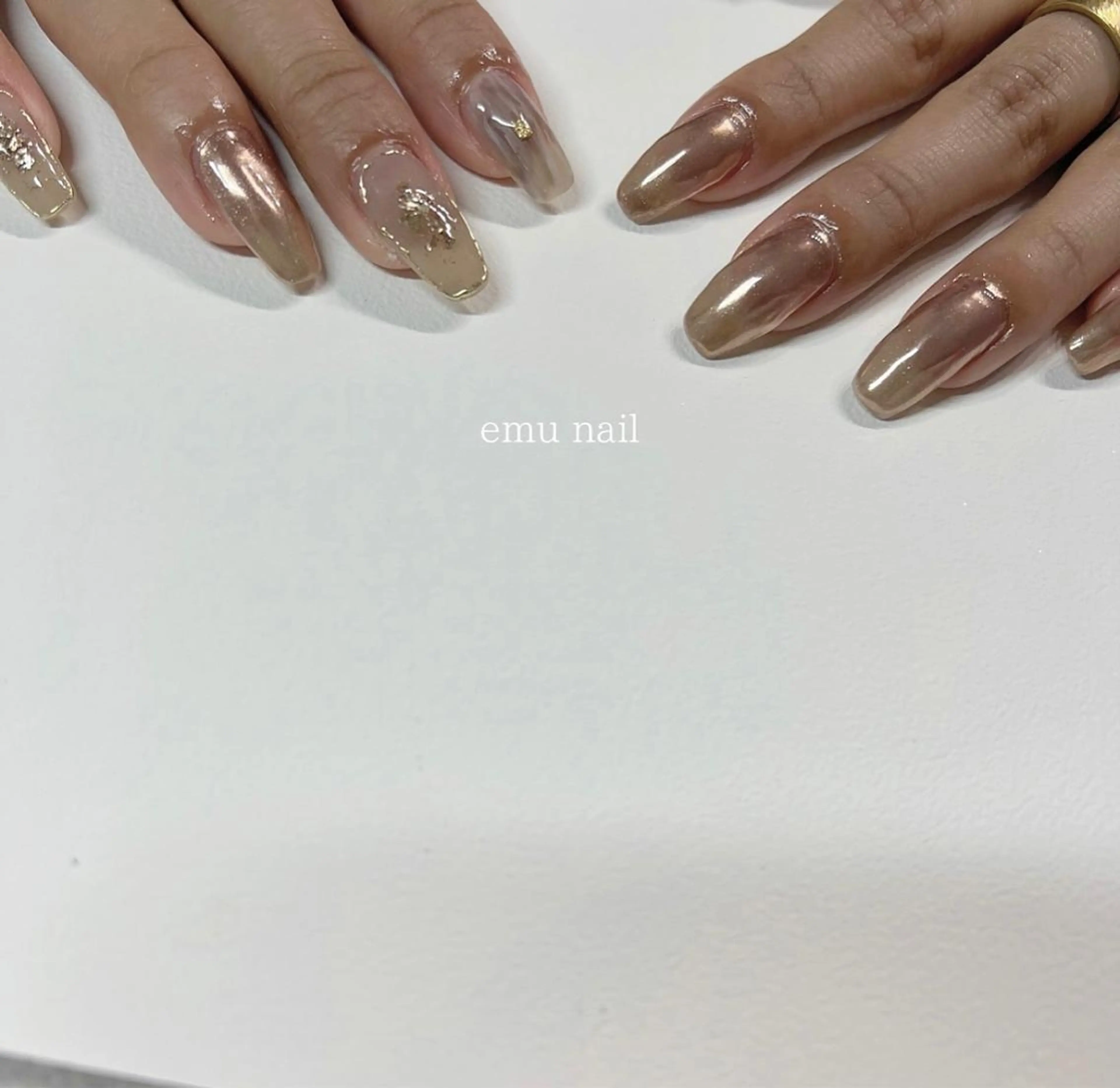 ネイル ミラーネイル 持ち込み emu nailのネイルデザイン