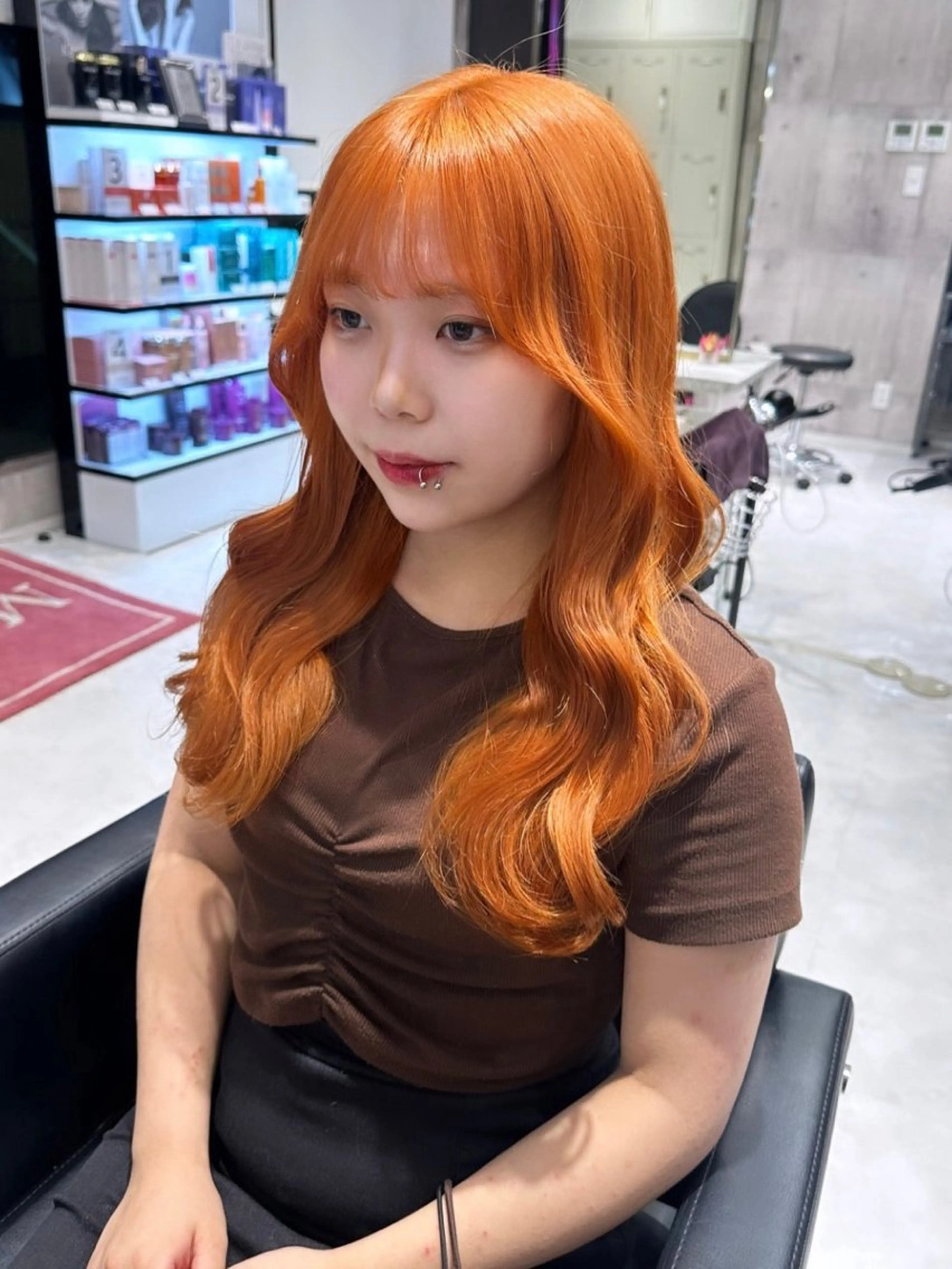 ロング カラー ヘアカラー トリートメント ハイトーン×韓国ヘア 💍tiam💍のヘアスタイル