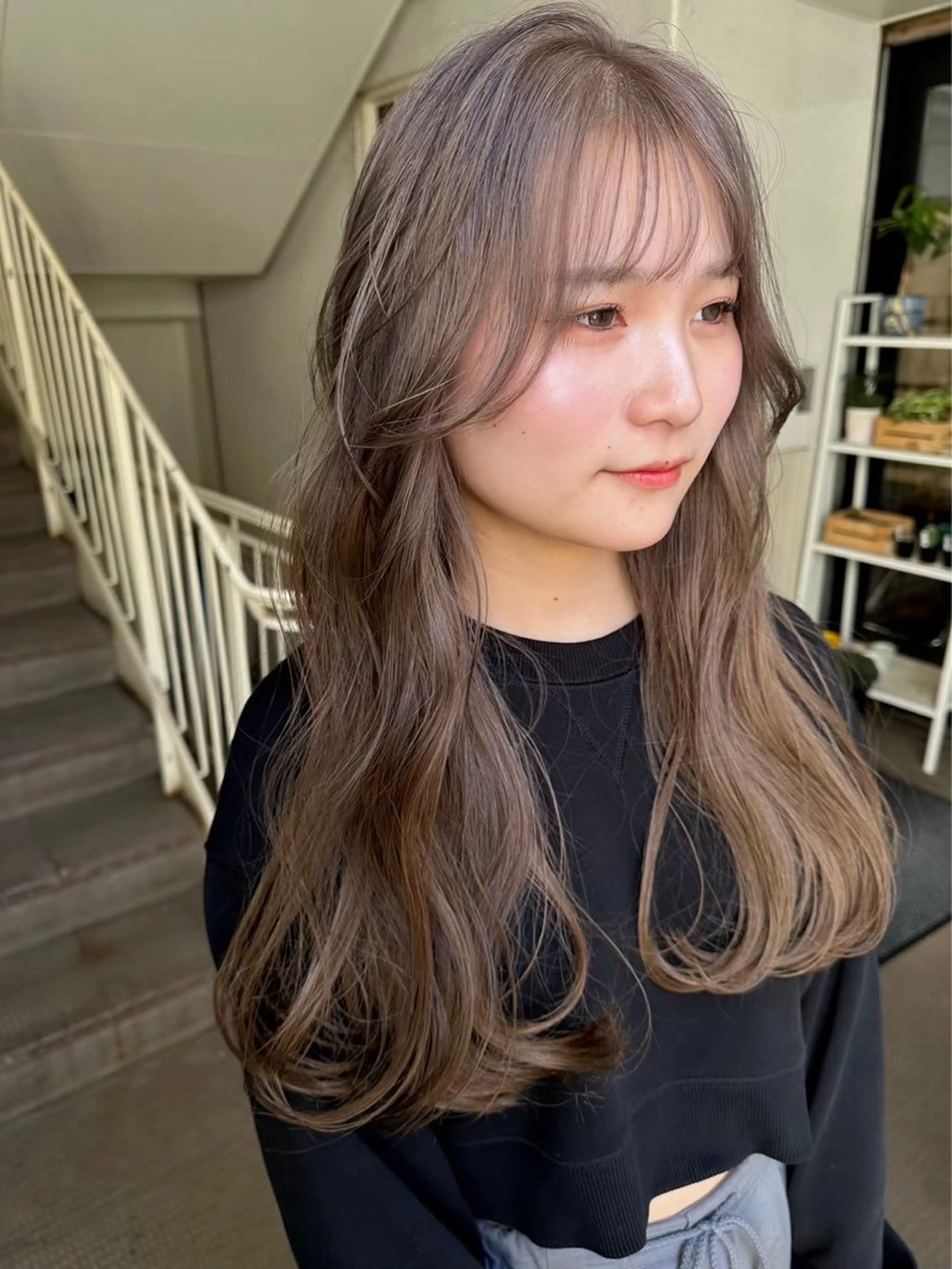 ロング カット 栄🎡ピンクカラー 💕SAKURA💕のヘアスタイル