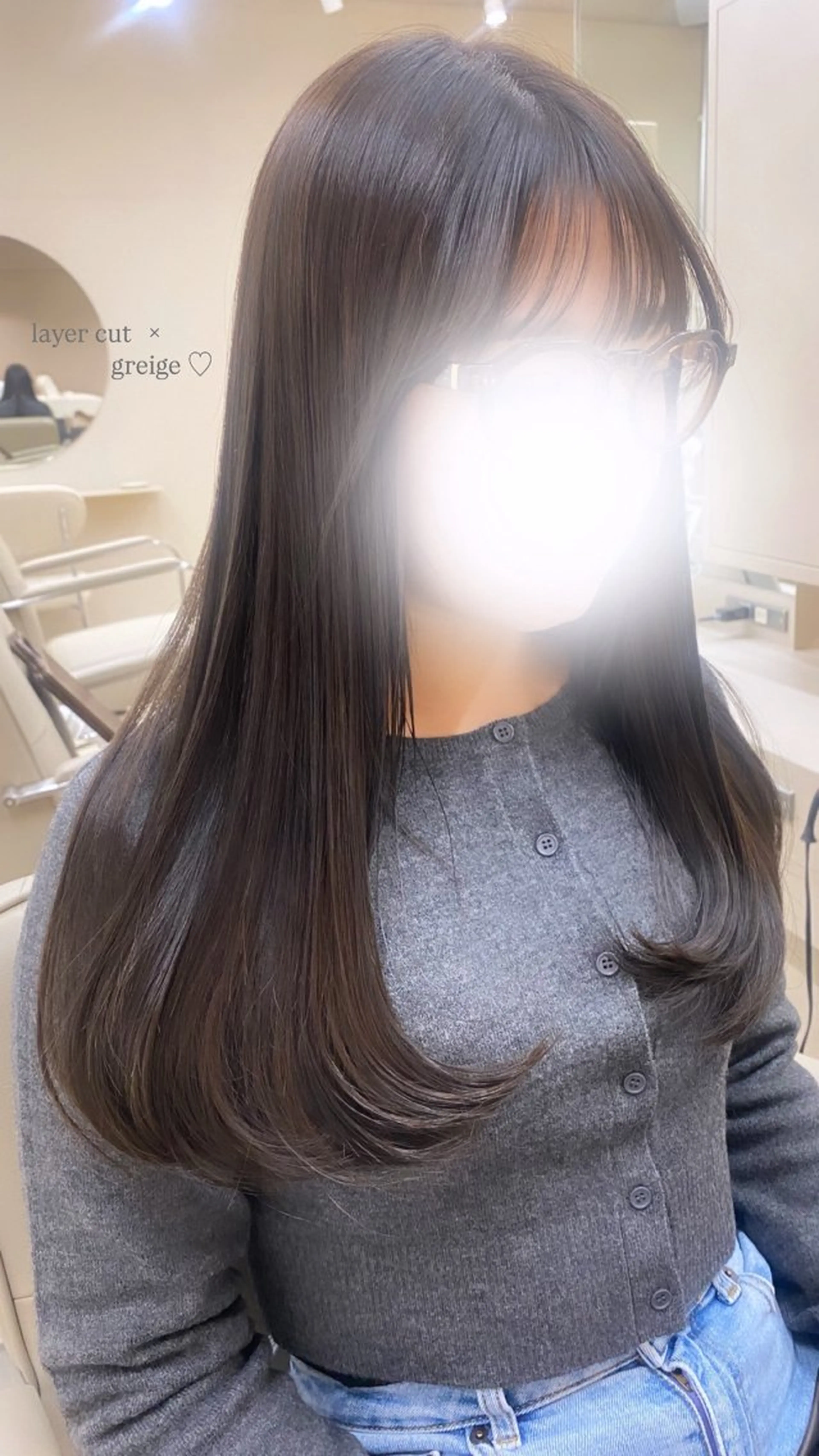 ロング カラー グレージュ レイヤーカット oren 横浜所属・ちえみ/ ボブ・ショート募集中のヘアスタイル