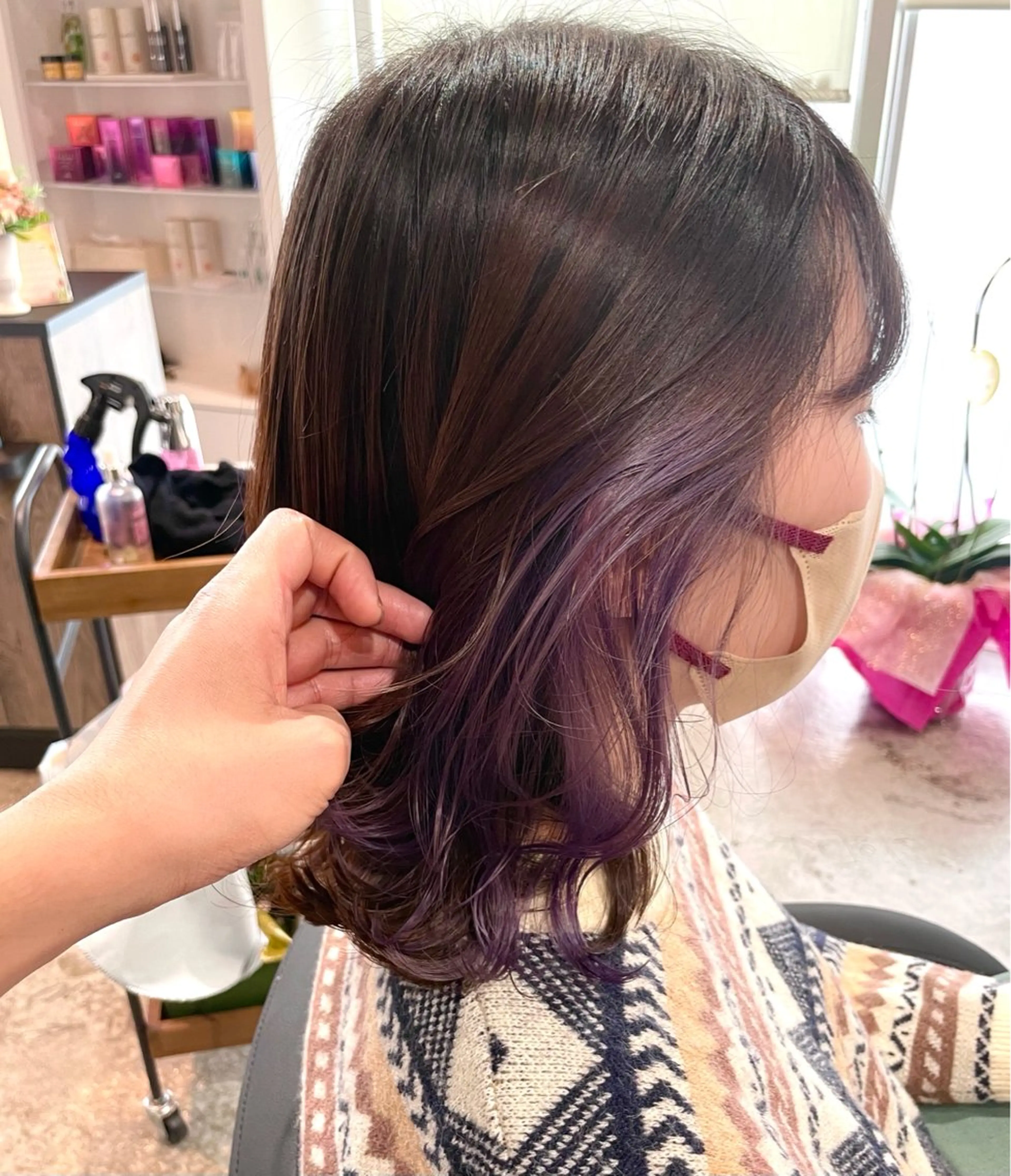 ミディアム カラー カット ヘアカラー トリートメント ✨髪質改善/ブリーチ /ショート高山のヘアスタイル