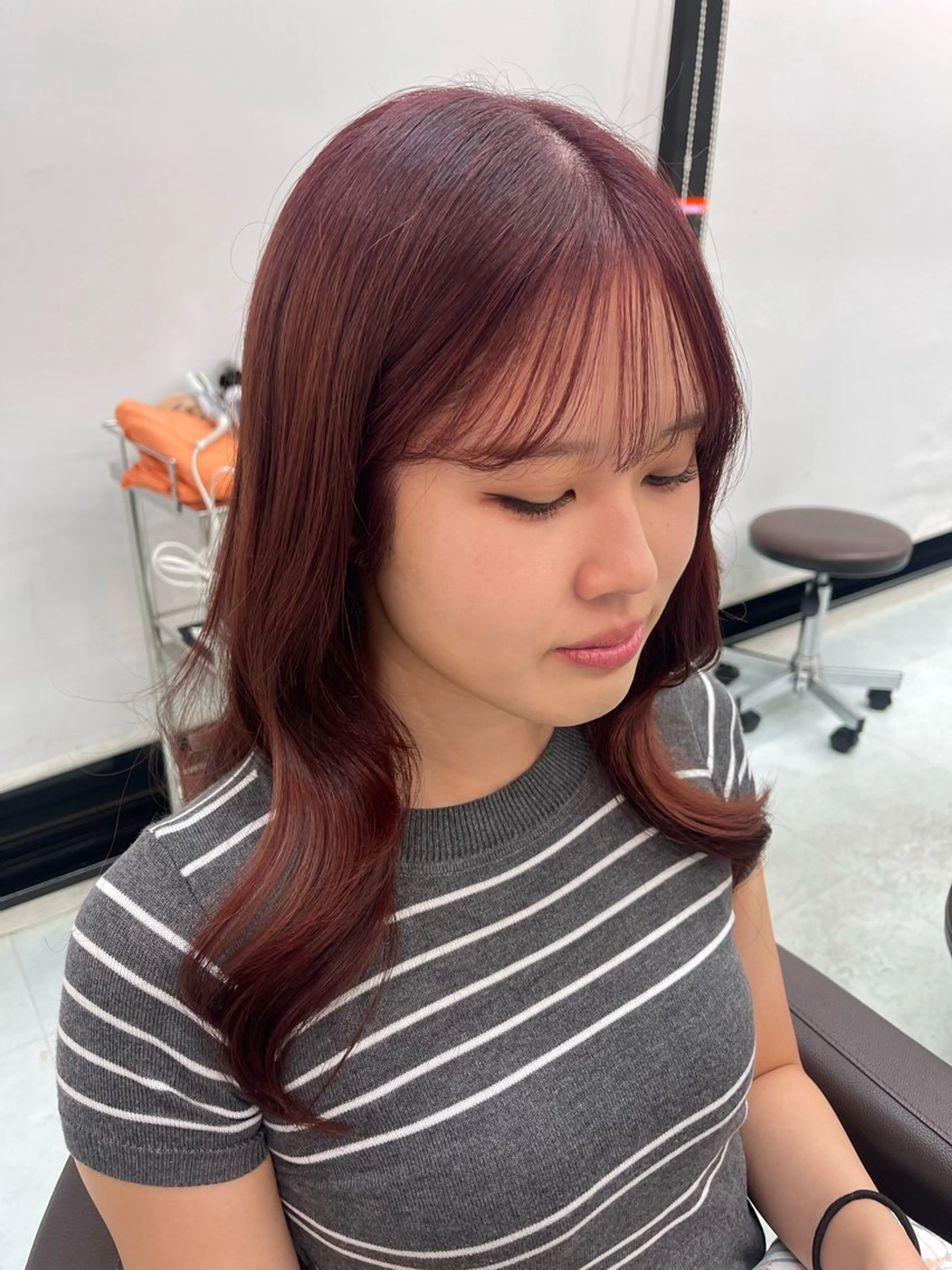 カラー レッドカラー ヘアーメイクWILL 西宮店所属・WILL西宮 藤原 佳奈/髪質改善/艶髪のヘアスタイル