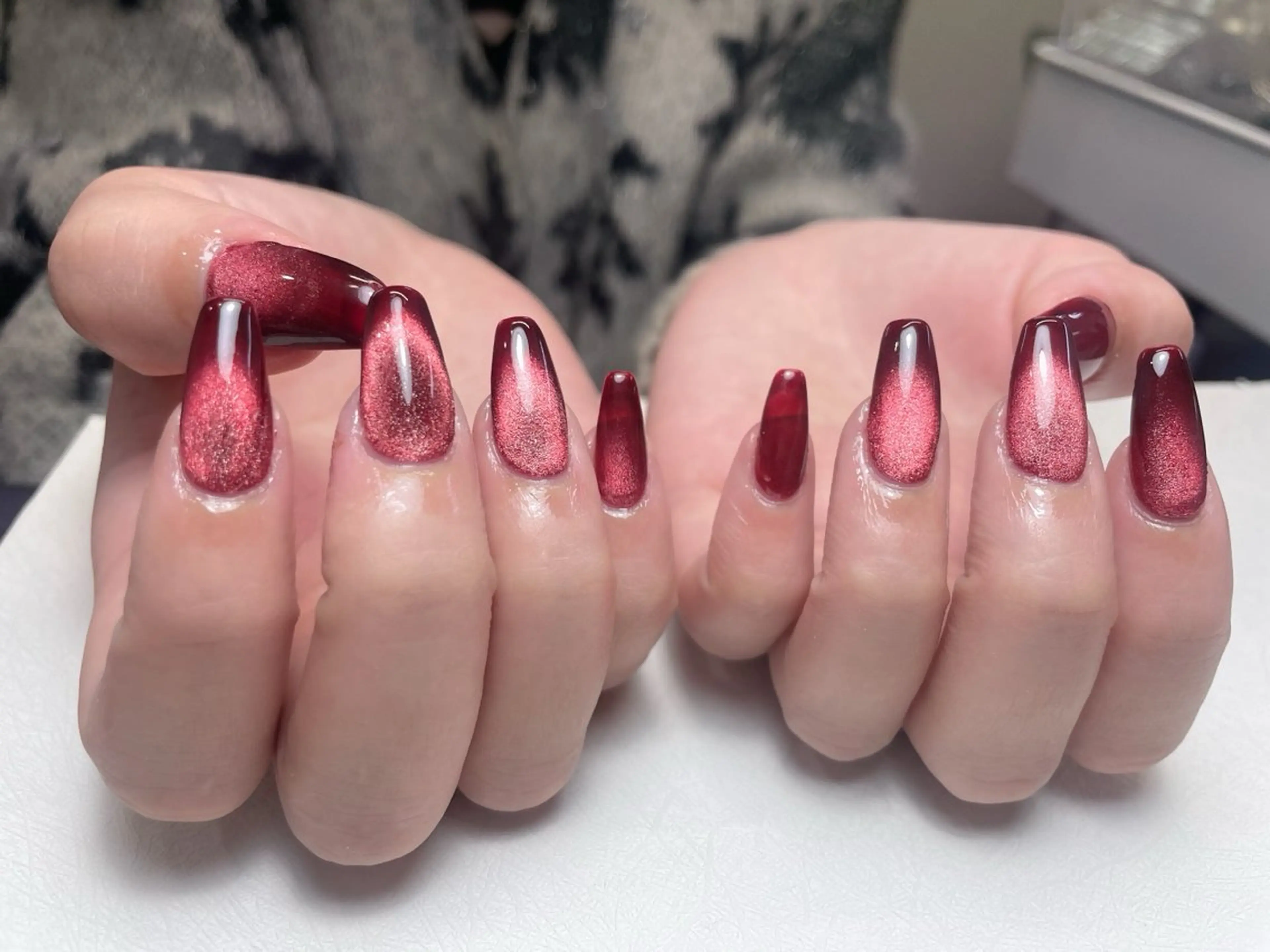 ネイル アートネイル ブラウン チークネイル 成人式 長さ出し 中野駅から2分 MEO NAILのネイルデザイン