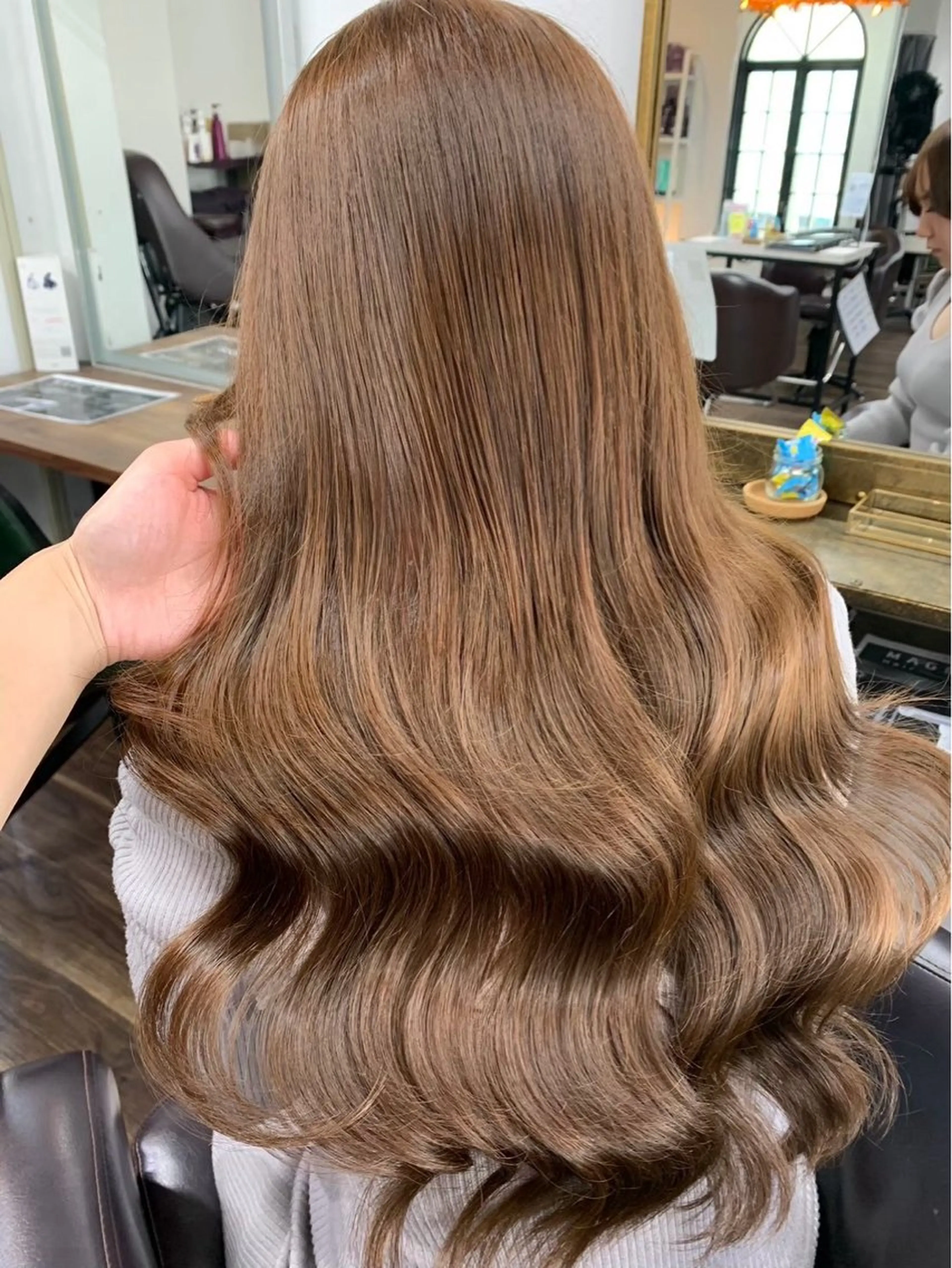 ロング ヘアカラー トリートメント 栄🎡ピンクカラー 💕SAKURA💕のヘアスタイル