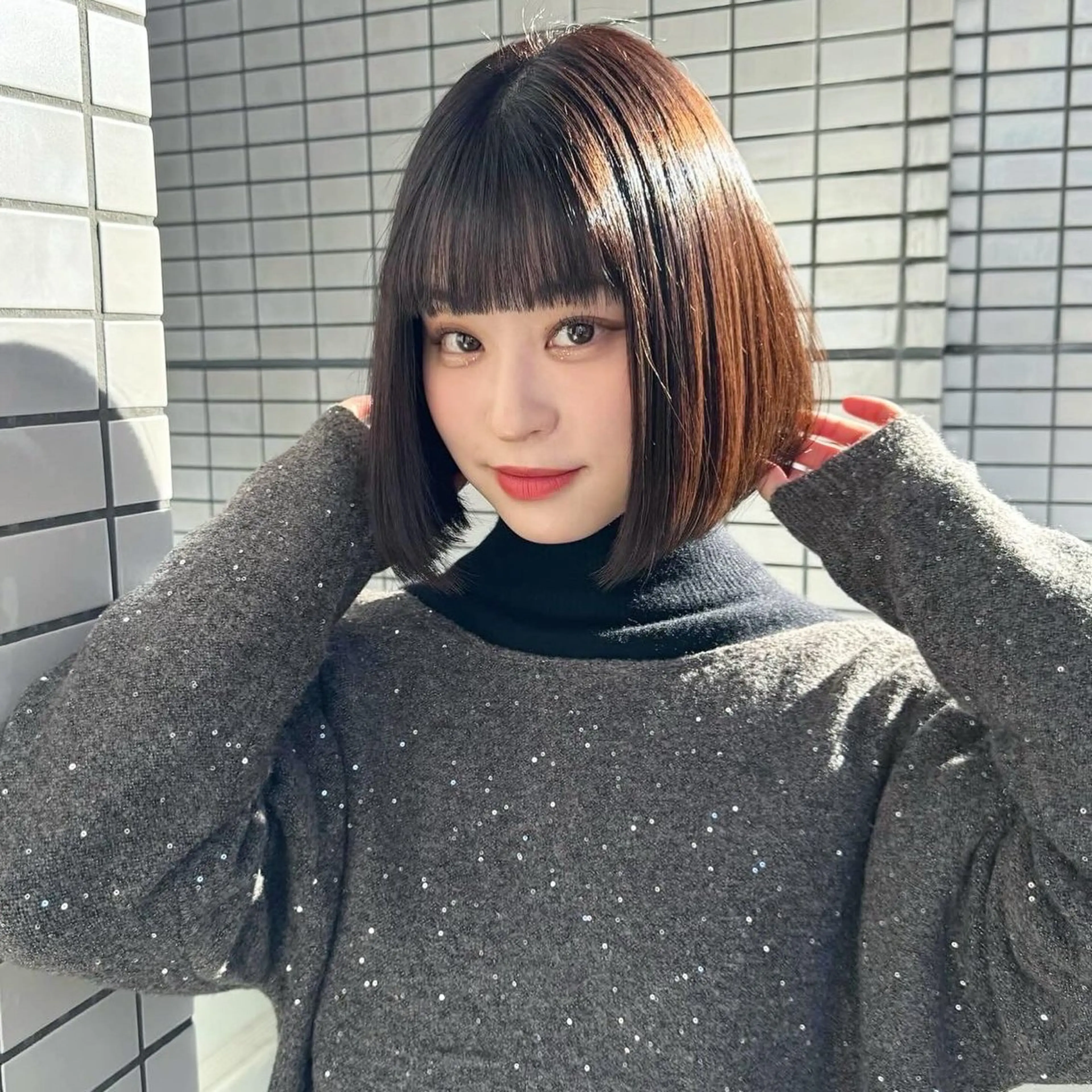 ショート カラー 切りっぱなしボブ ボブ くせ毛 髪質改善 韓国風ヘア カット ヘアカラー 縮毛矯正 トリートメント ボブ/韓国ヘア/縮毛 /髪質改善💠翔平のヘアスタイル