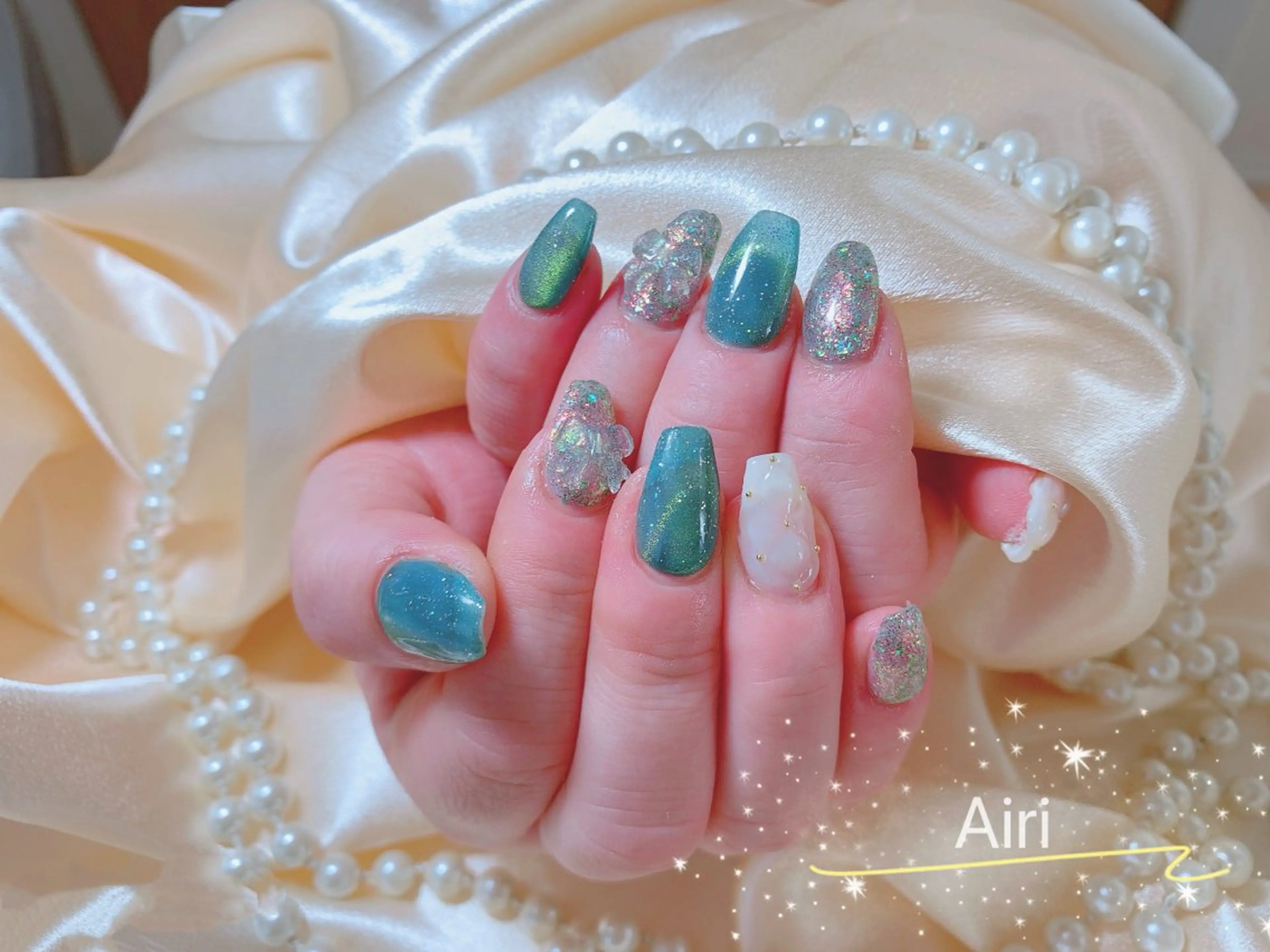 ネイル ネイルサロンAiri 長さ出し·シンプルのネイルデザイン
