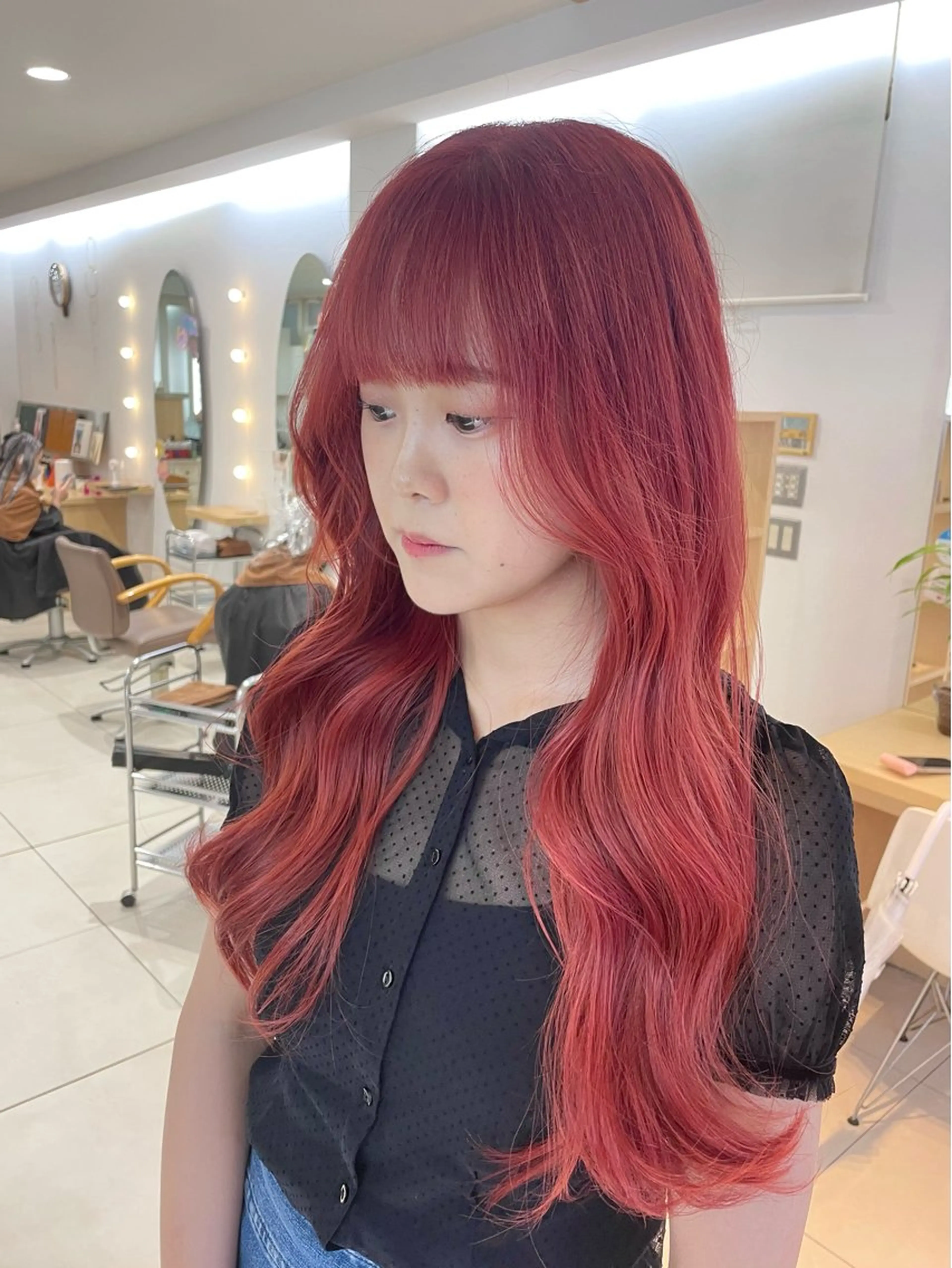 ロング ヘアカラー トリートメント nuu 栄所属・🧸SAKI🎀 韓国レイヤーのヘアスタイル