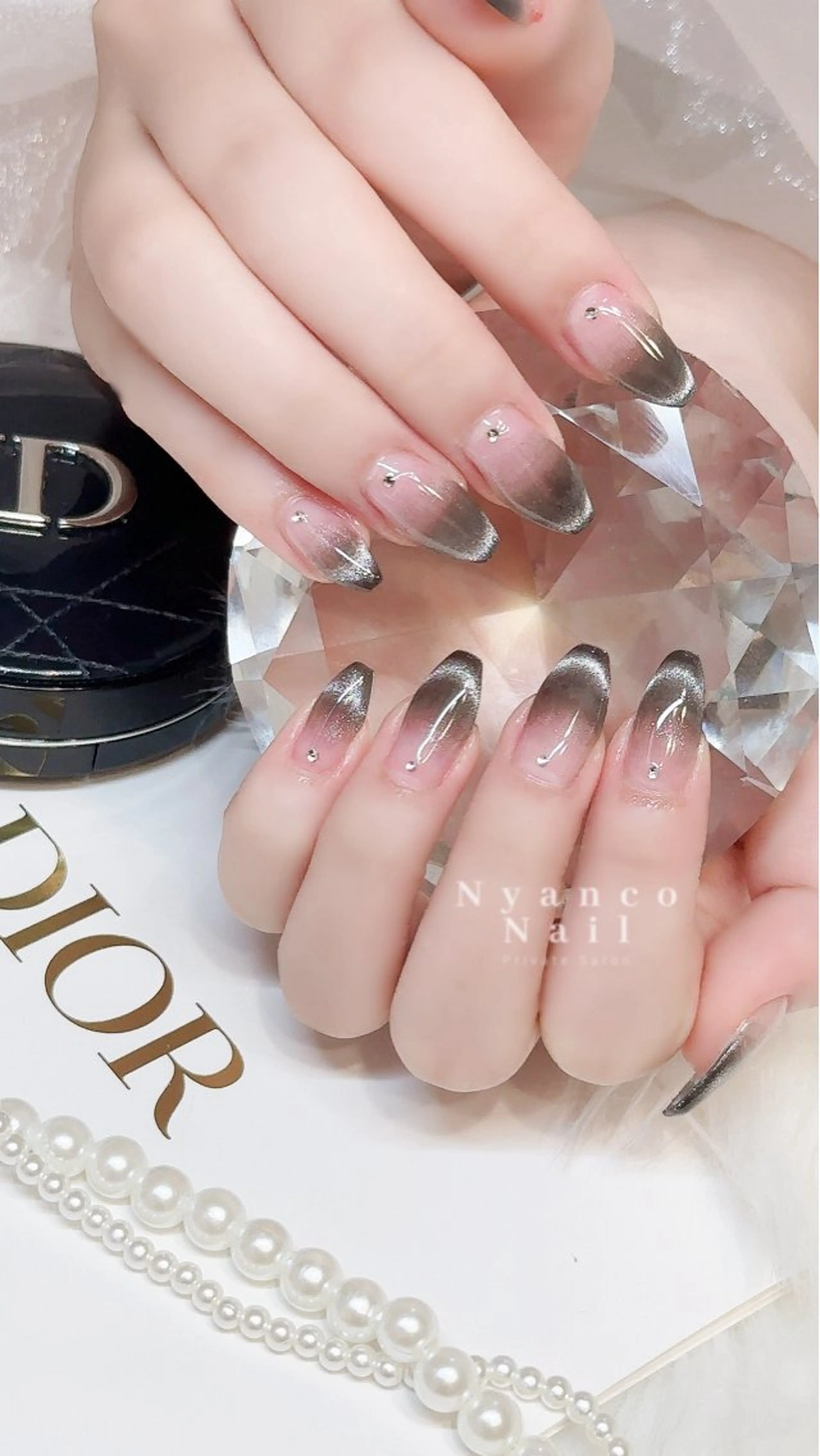 ネイル フレンチネイル ジェルネイル 氷ネイル・うるうるネイル キラキラネイル マグネットネイル Nyanco Nailのネイルデザイン