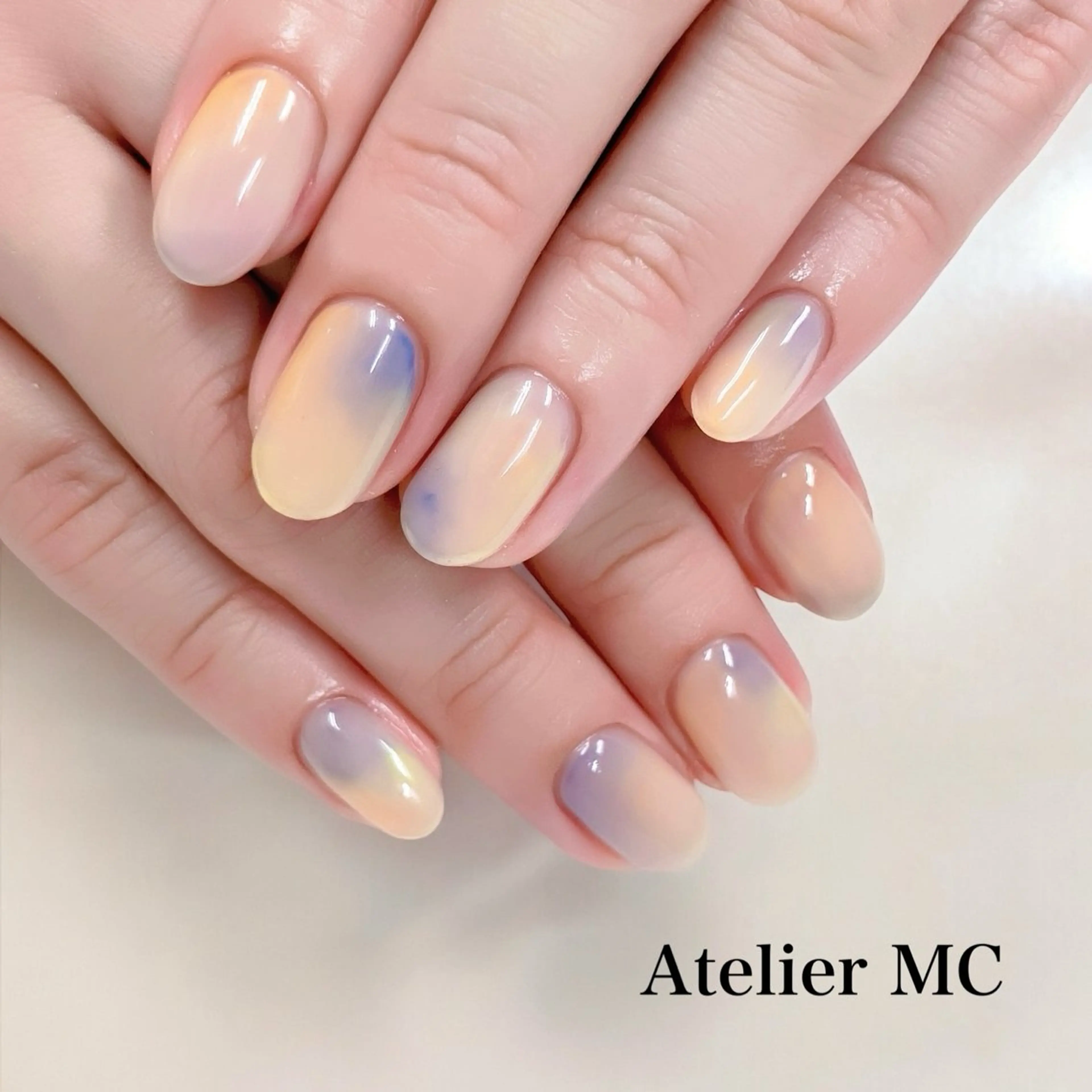 🌀ワンカラー　３色ニュアンスマーブルネイル🌀の写真