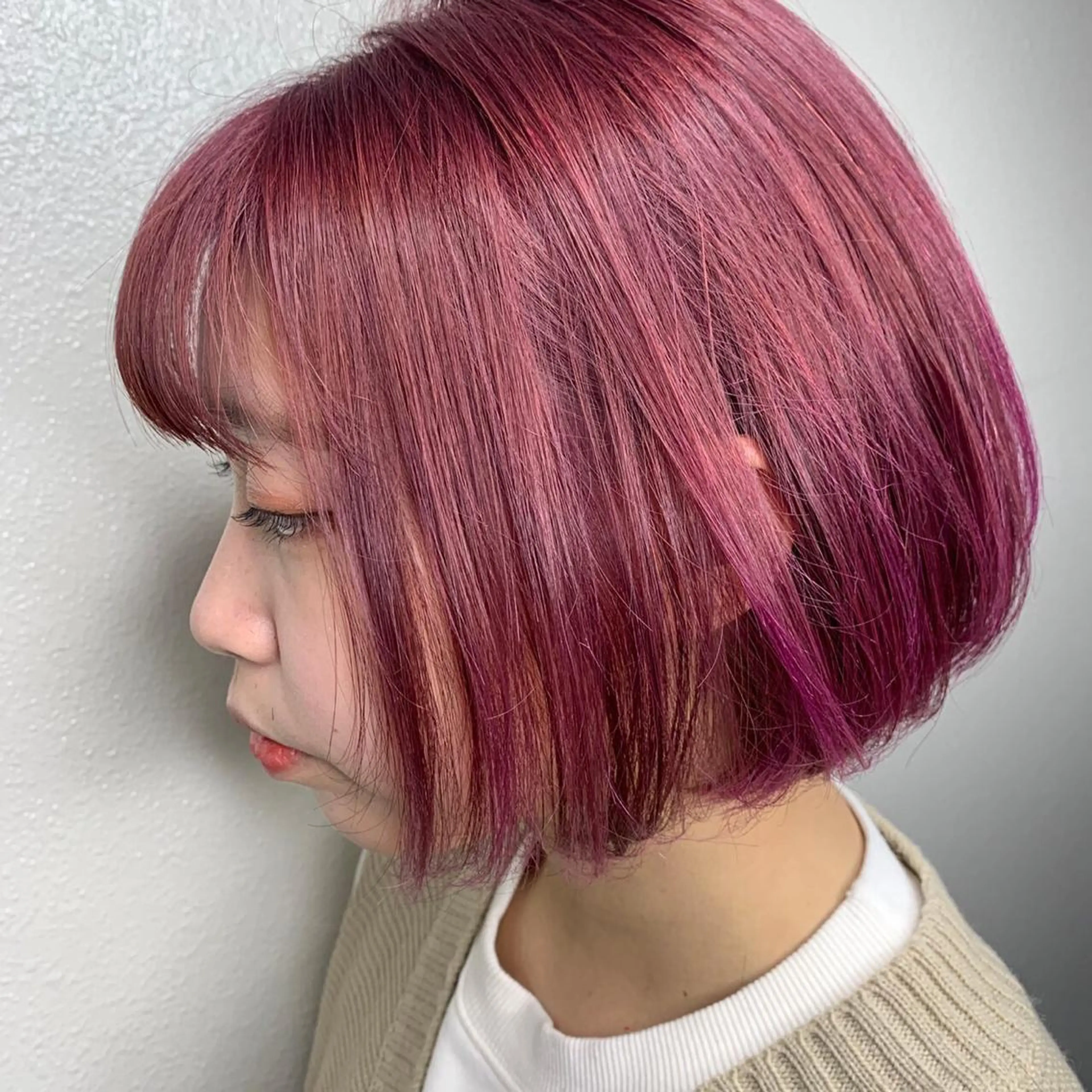 ショート カラー ヘアアレンジ キッズ アディクシーカラー バレイヤージュ ミストバング ベージュカラー 黒髪 ヘアカラー トリートメント ヘアセット カラー特化サロン Eir心斎橋のヘアスタイル