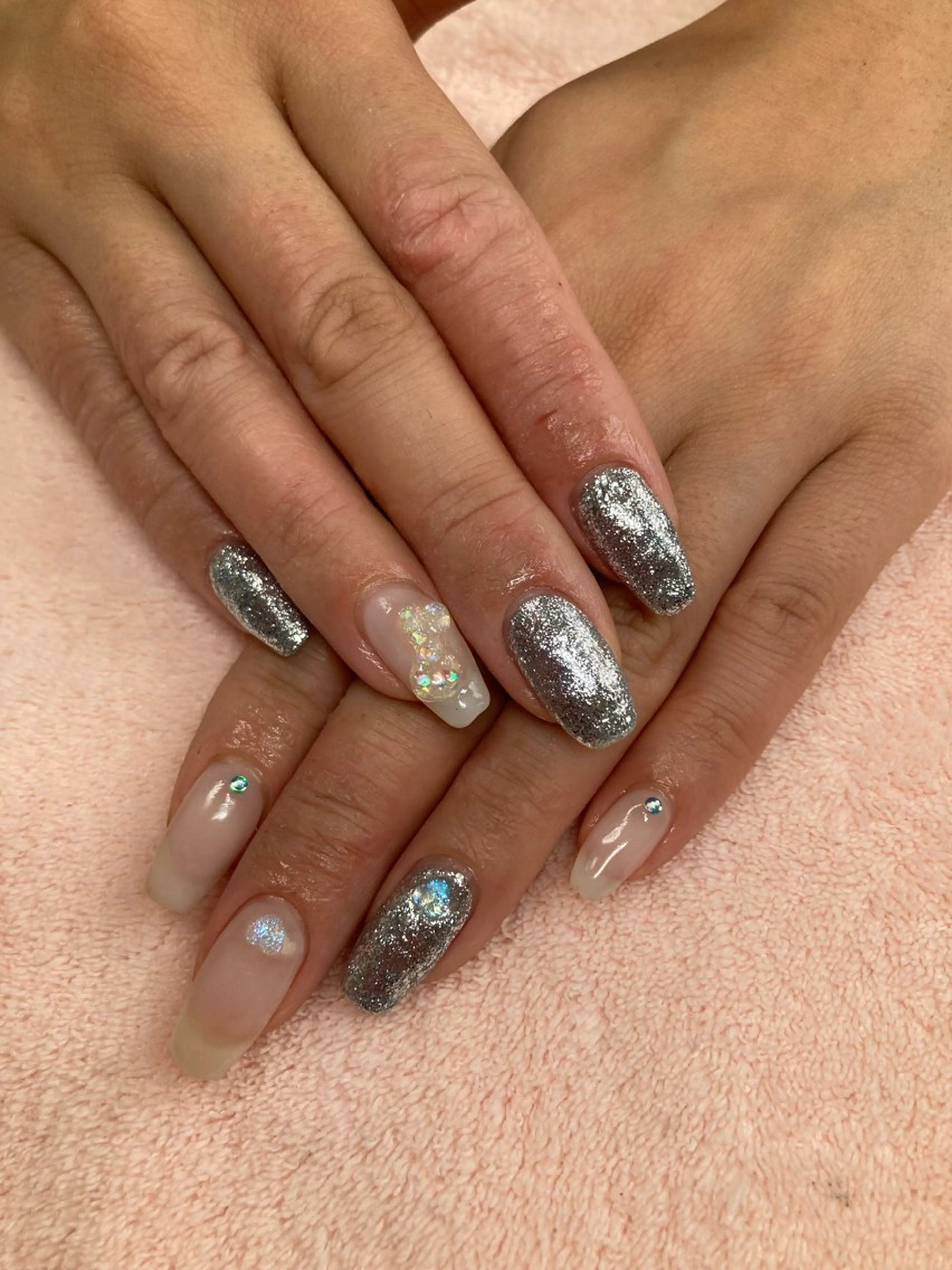ネイル ハート リボン ハンドネイル chii nailのネイルデザイン