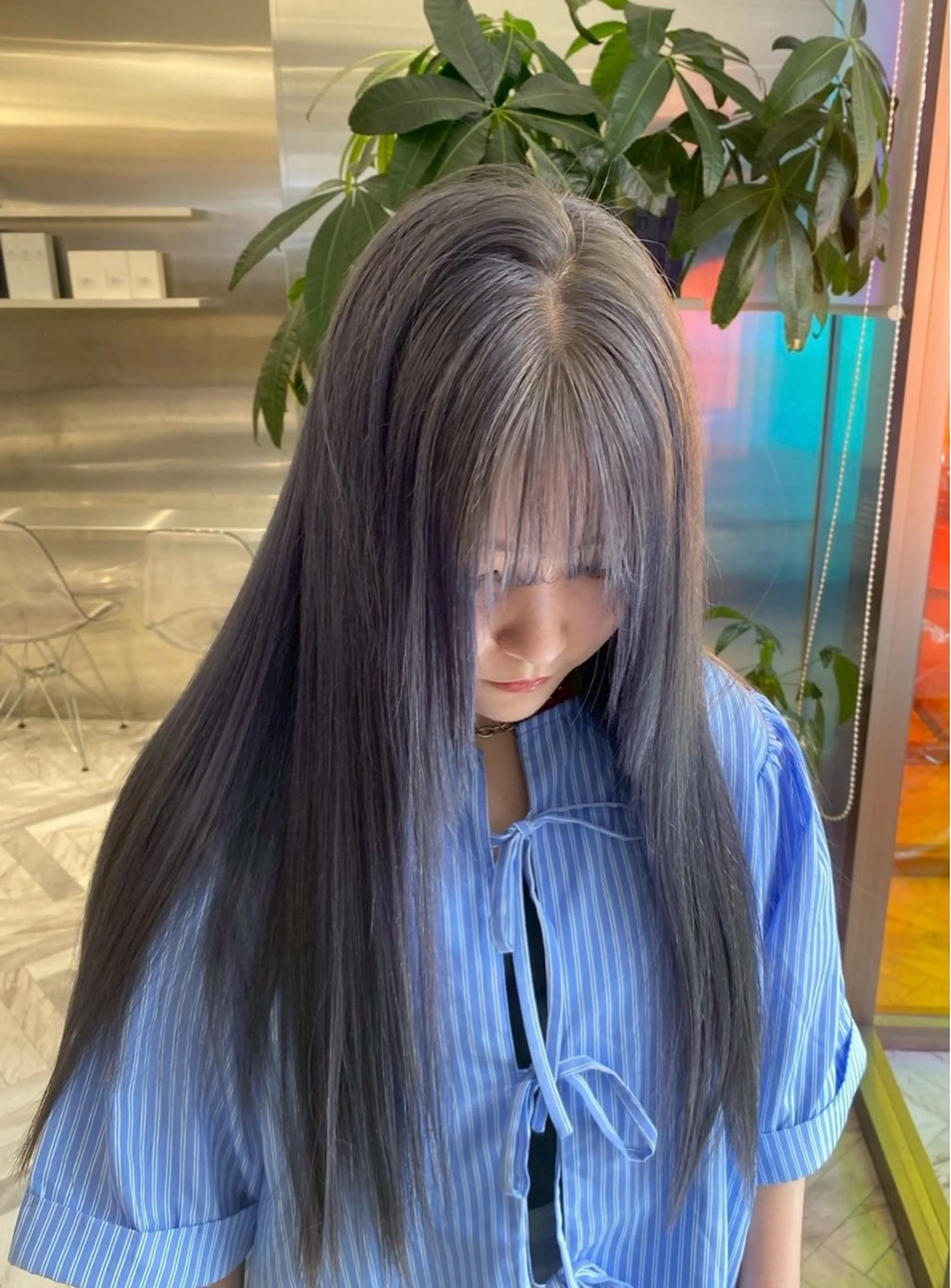 ロング カラー ブリーチ ケアブリーチ デザインカラー ダブルカラー イヤリングカラー ヘアカラー 八王子/レイヤー/ ハイトーン/バッサーのヘアスタイル