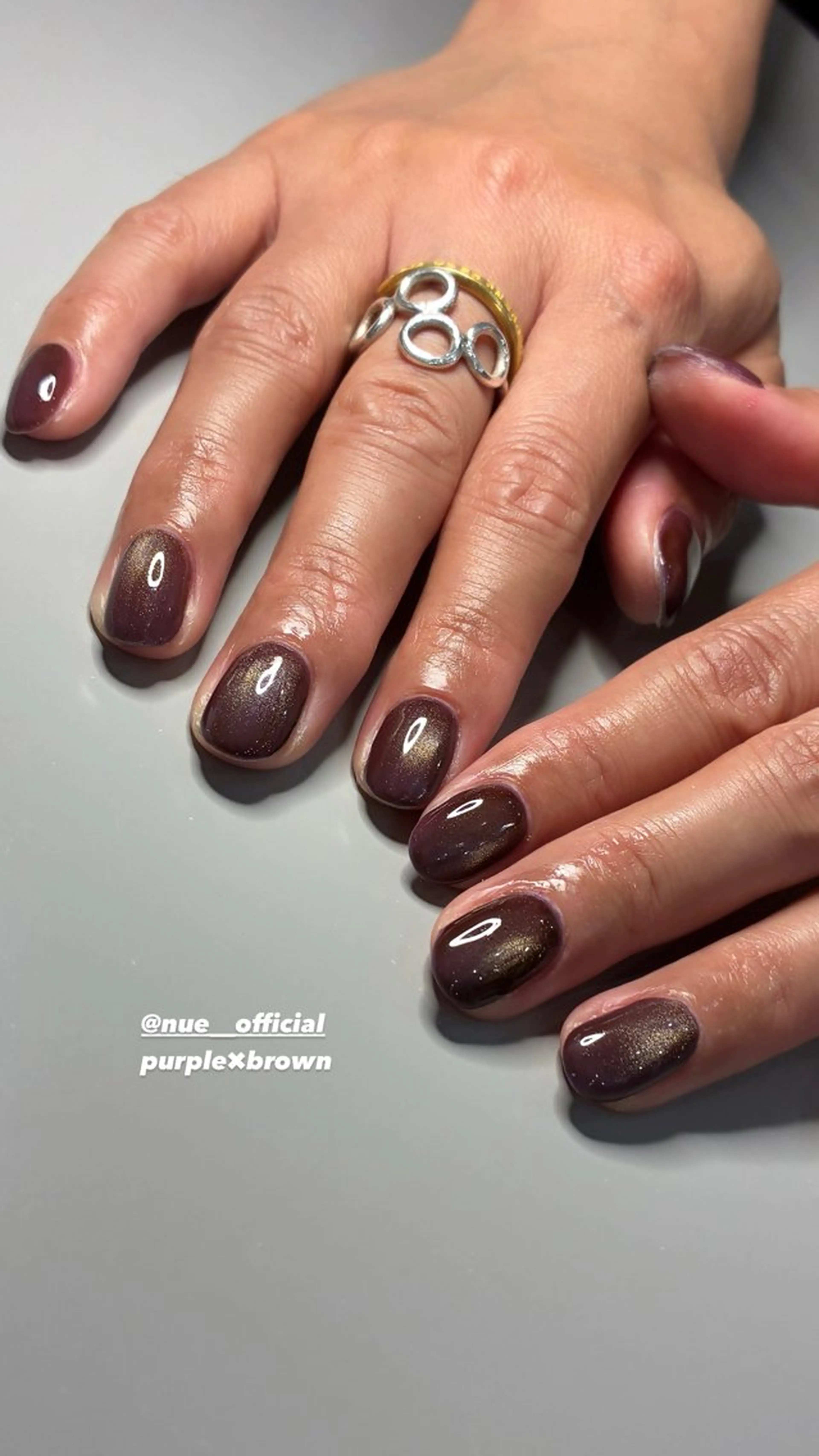 ネイル ブラウン マグネットネイル nue所属・nue【ムー】 ひなたのネイルデザイン