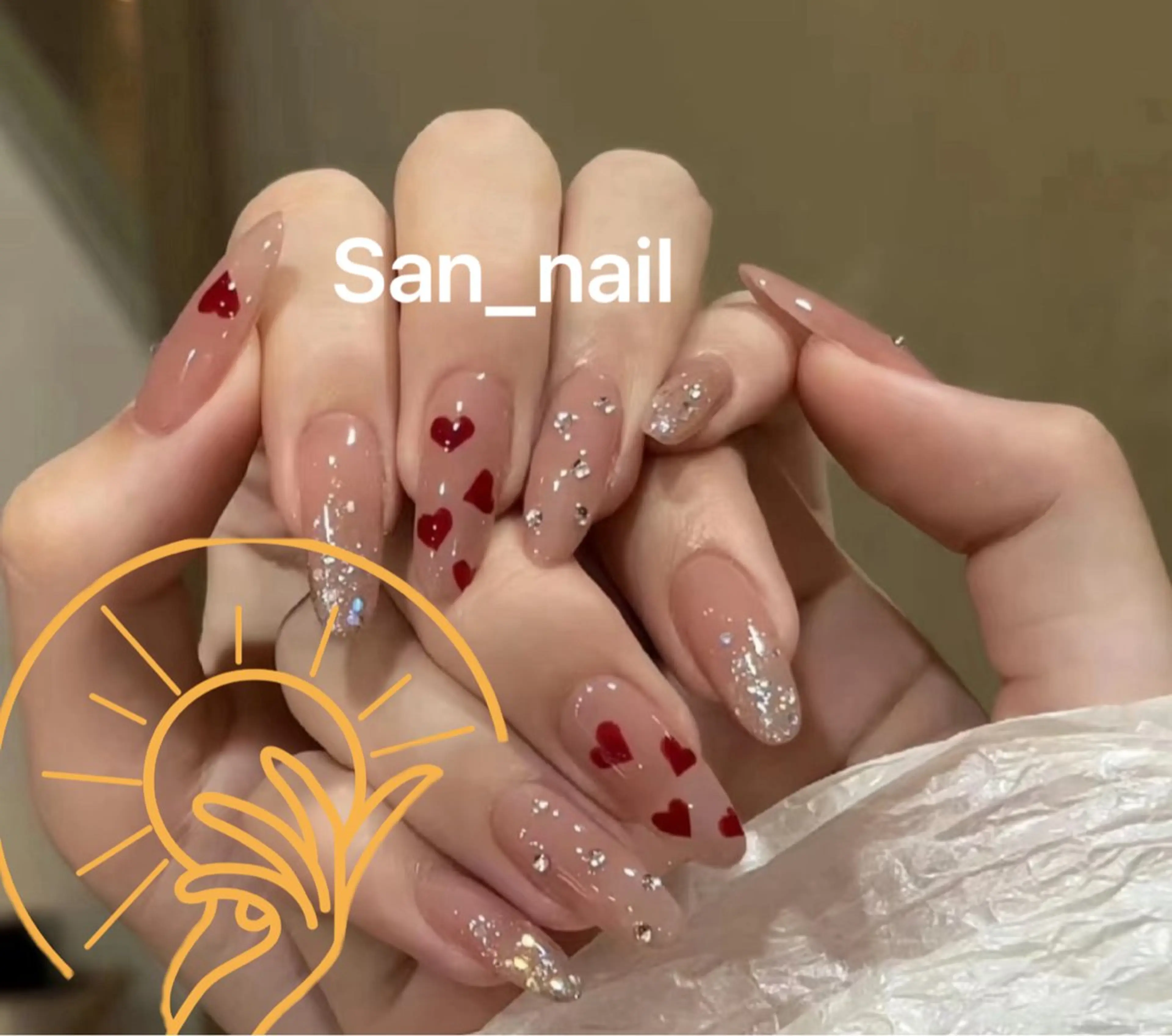 ネイル チークネイル 長さ出し フラワーネイル フレンチネイル ガーリー SunNail池袋駅 ワンホンネイルのネイルデザイン