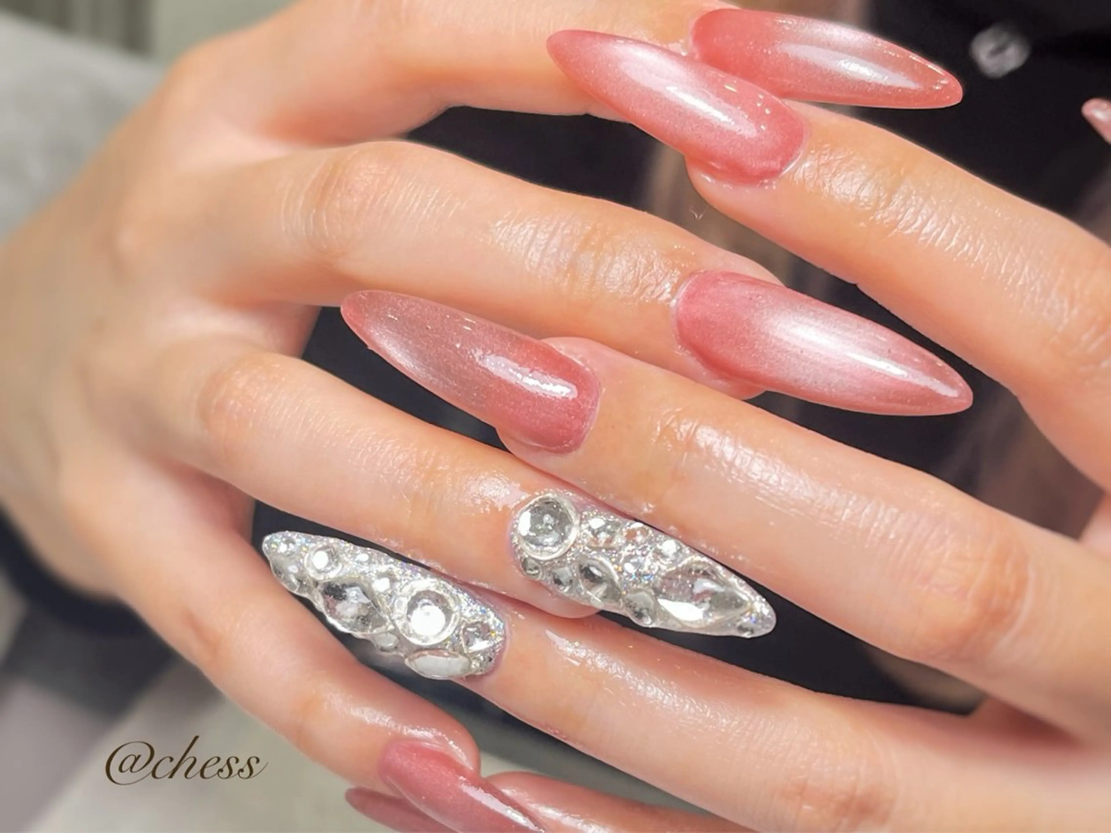 ネイル クリアネイル マグネットネイル マグネットワンカラー ワンカラーネイル スカルプネイル nail salon【chess】所属・こでら みずきのネイルデザイン