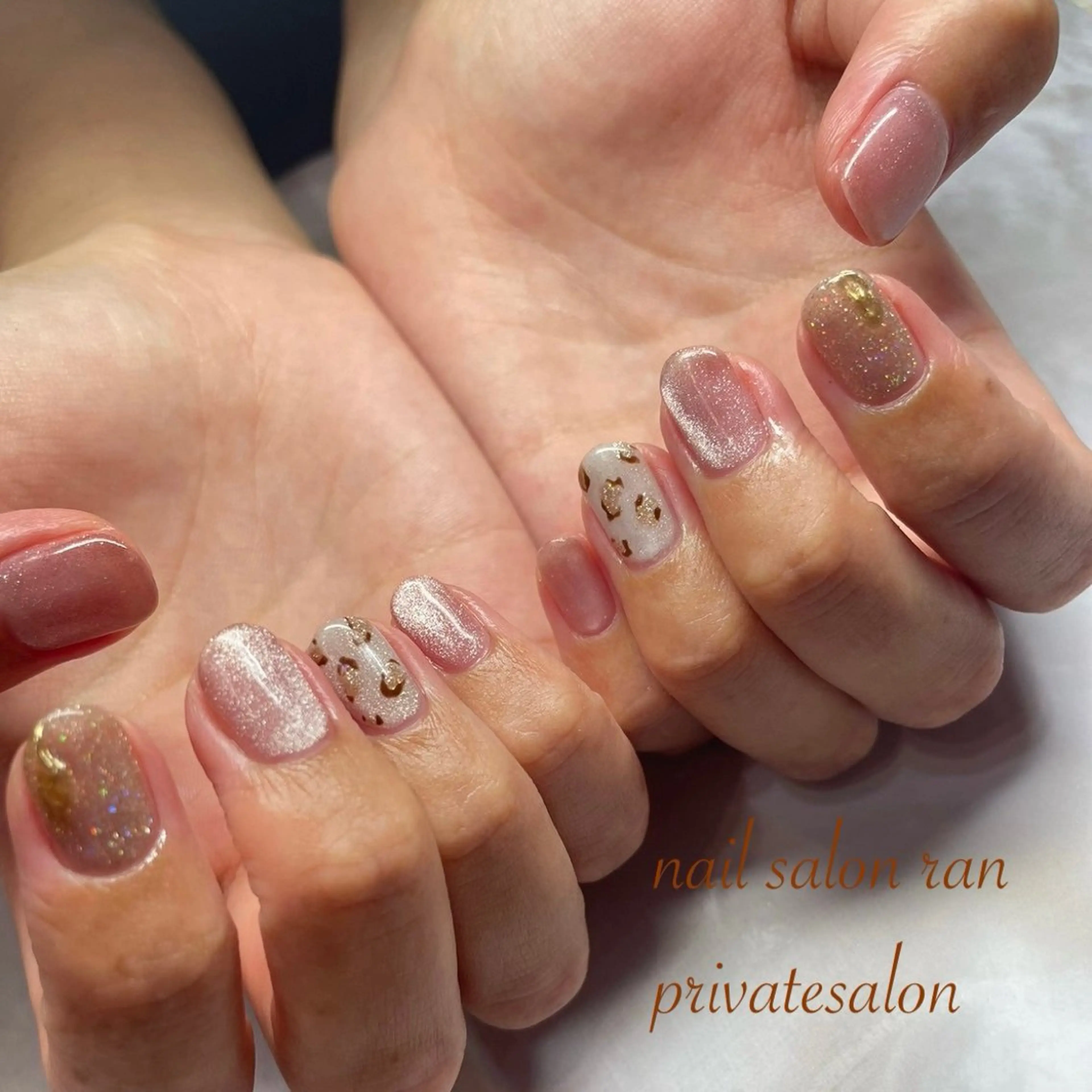 ネイル アニマル柄 マグネットネイル ピンク ハンドネイル ハンドケア nailsalon ranのネイルデザイン