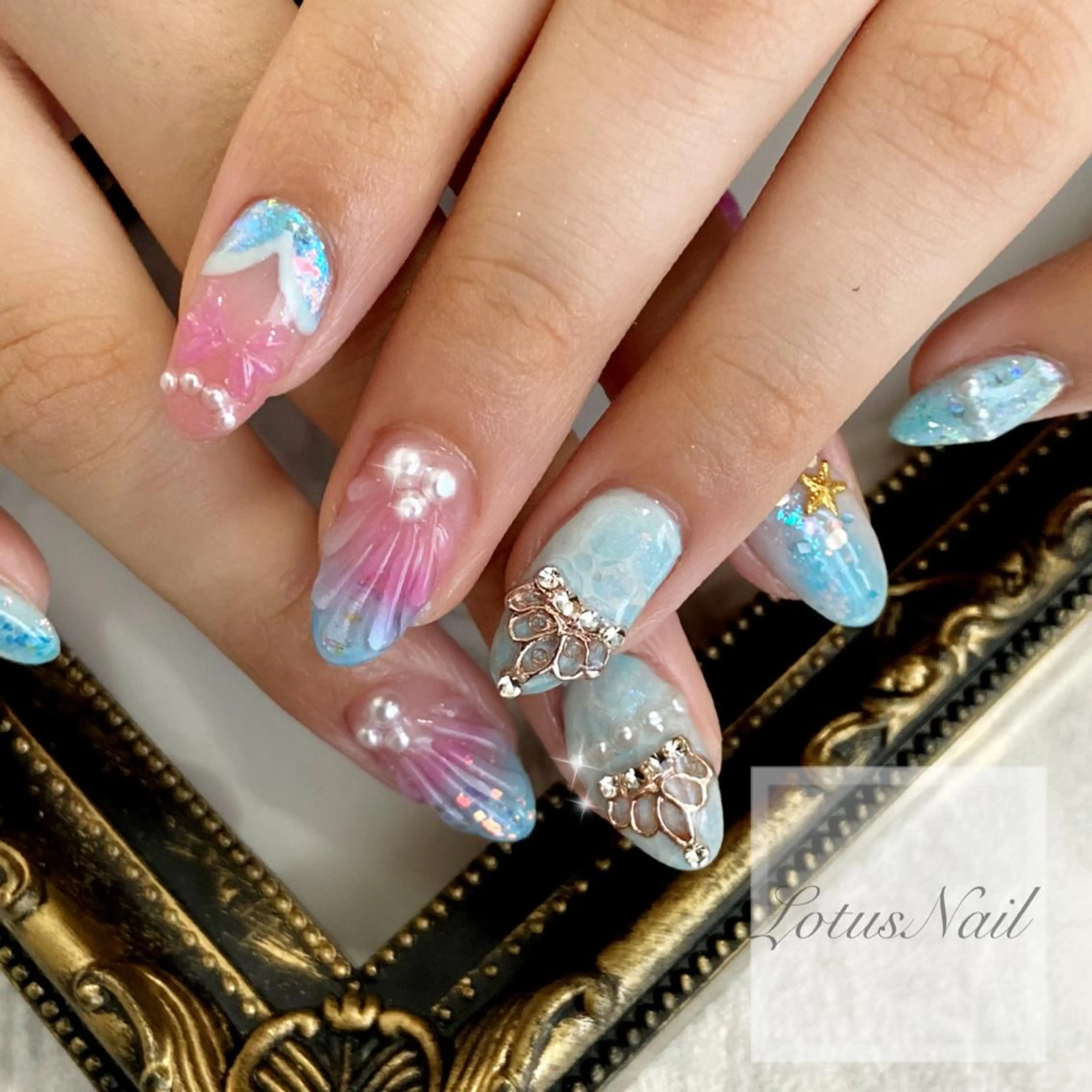 ネイル 夏ネイル ハンドネイル Lotus Nailのネイルデザイン