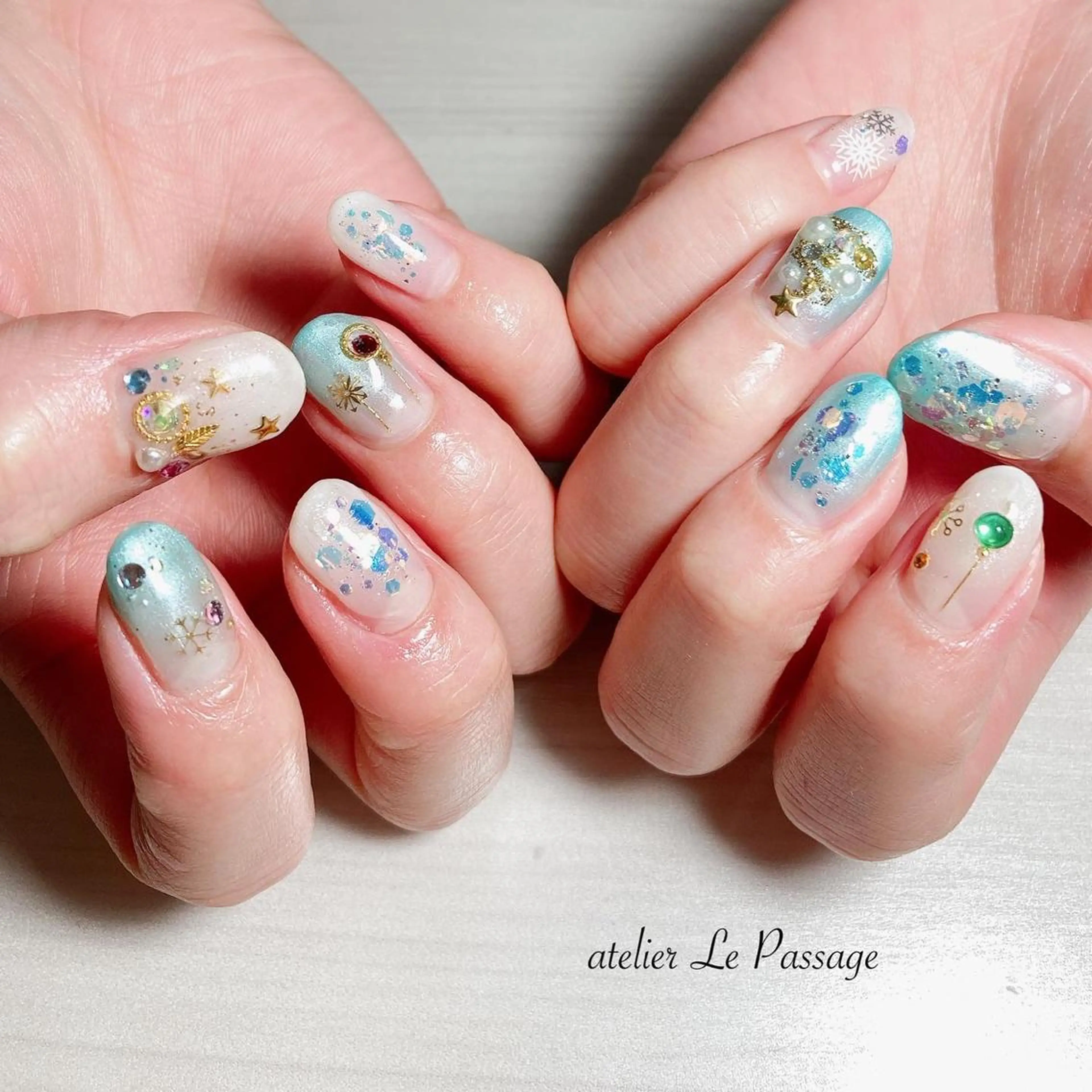ネイル フレンチネイル ジェルネイル ニュアンスネイル パラジェル 冬ネイル Atelier Le Passage所属・h nakatsukaのネイルデザイン