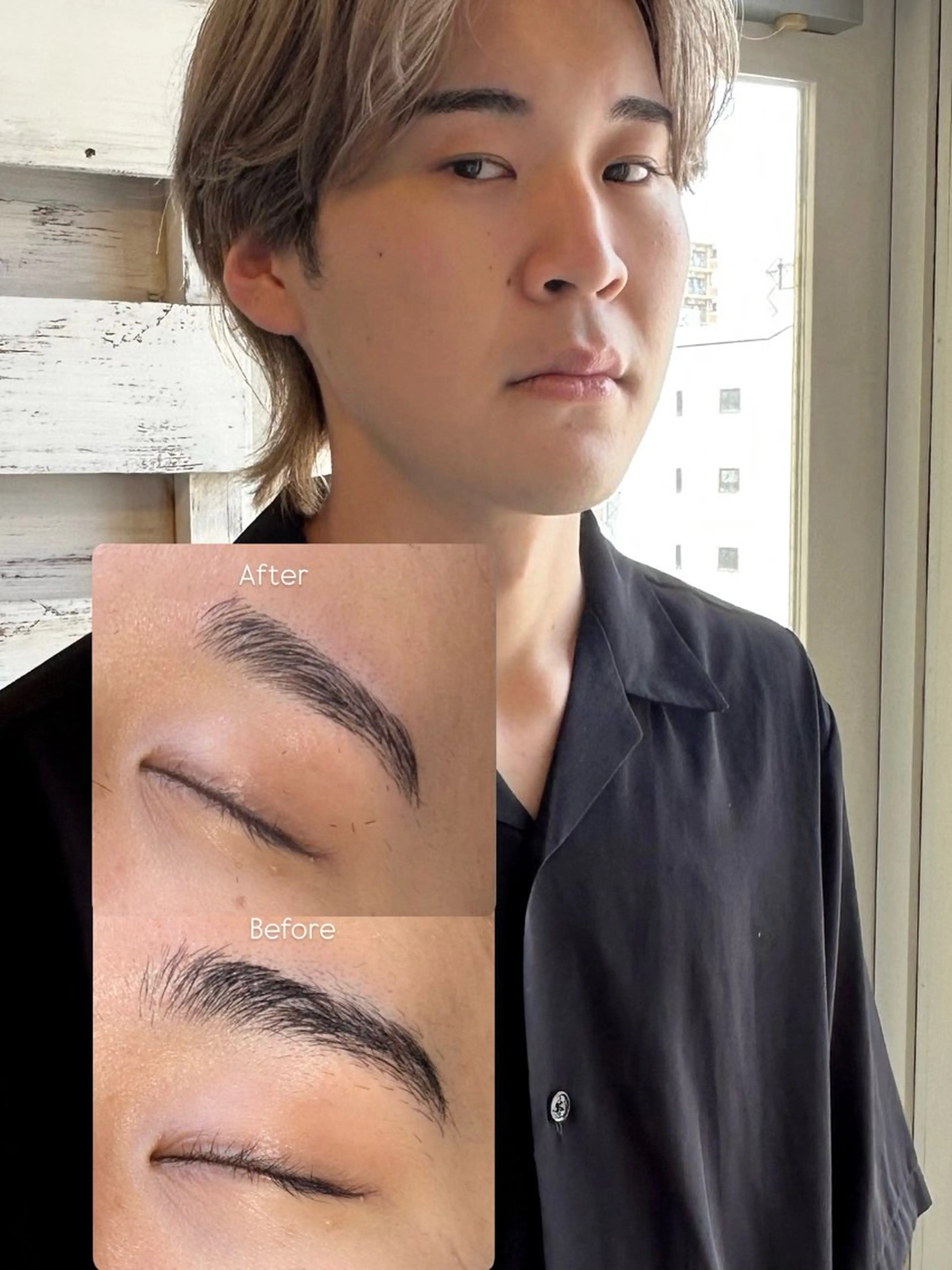 メンズ アイブロウ ワックス脱毛 眉カット 佐藤 ウィリアムのヘアスタイル