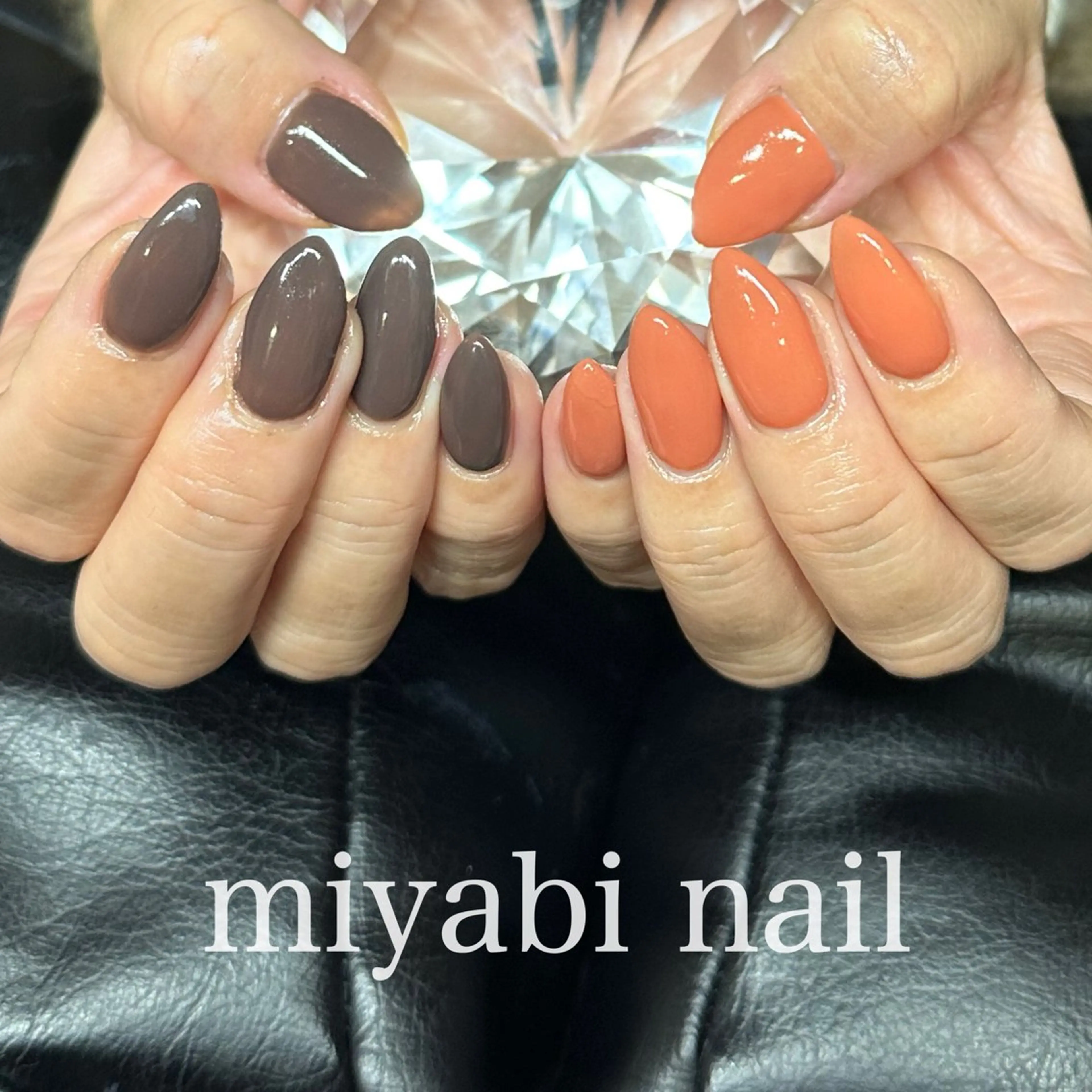 ネイル ブラウン ジェルネイル 持ち込み 冬ネイル ハンドネイル miyabi nail 桂川駅近くのネイルデザイン