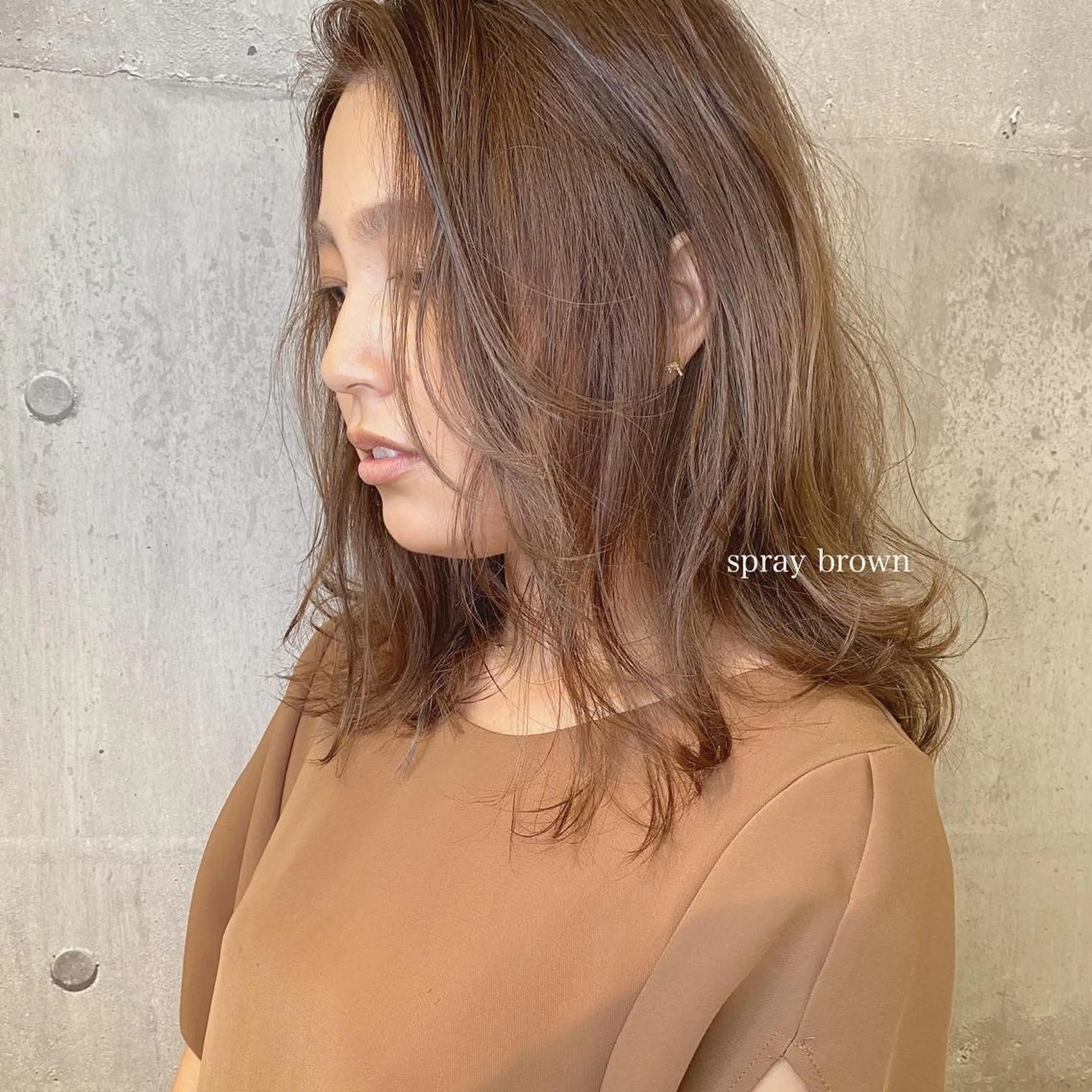 ミディアム カラー ブラウンカラー カット ヘアカラー トリートメント 髪質改善ｶﾗｰ ｹｱﾌﾞﾘｰﾁ/ﾀﾑのヘアスタイル