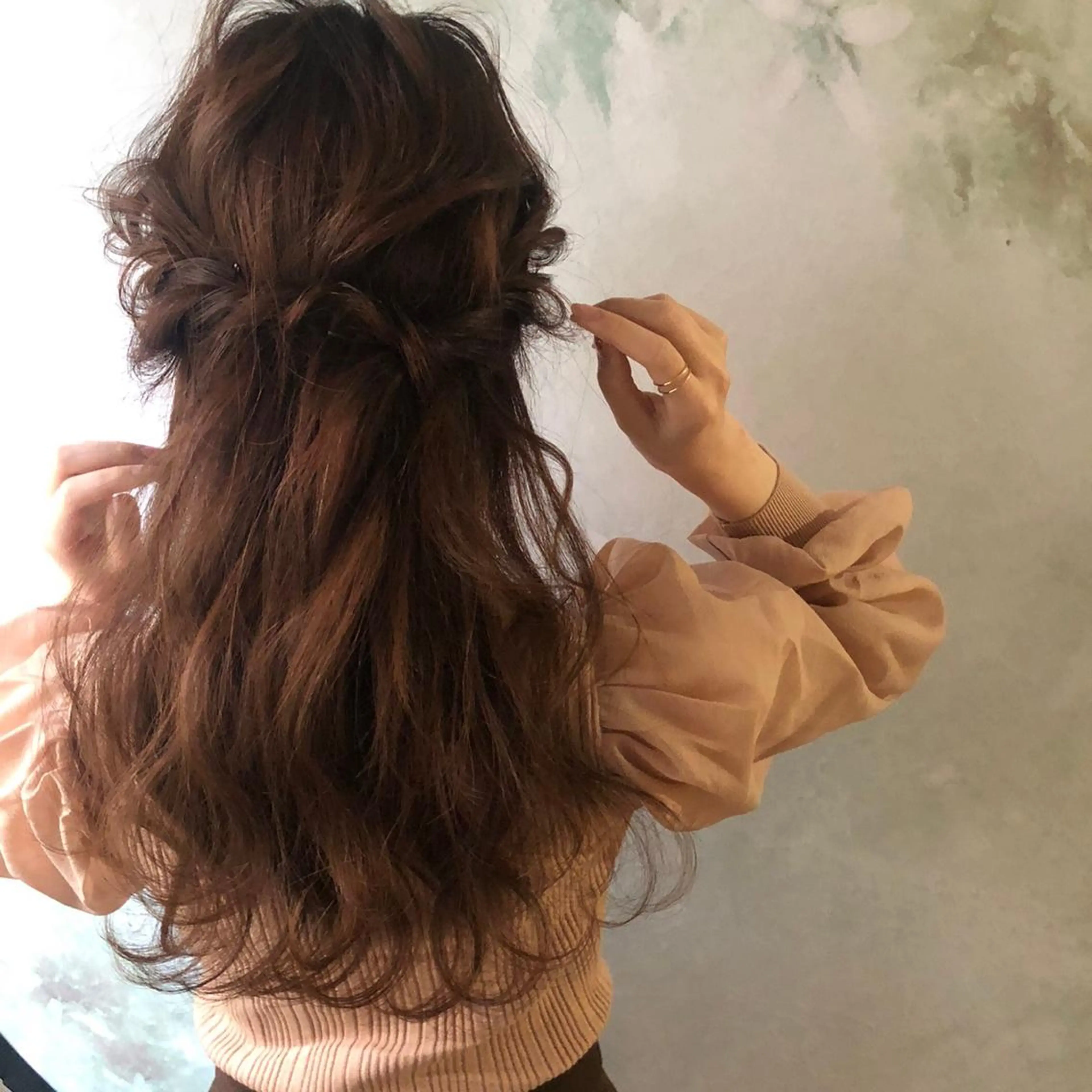 ロング ヘアアレンジ ハーフアップ 飯塚 沙衣のヘアスタイル