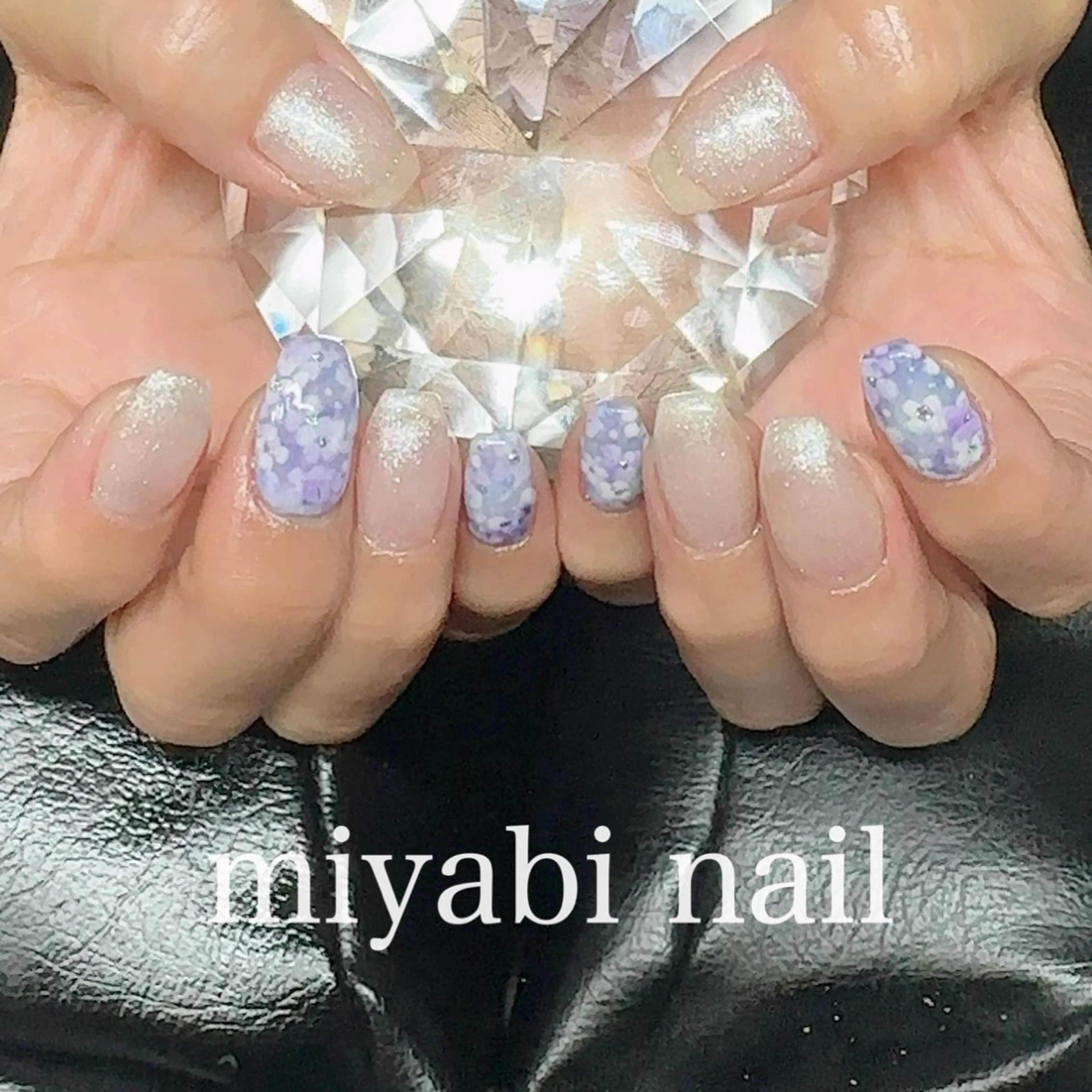ネイル フラワーネイル ジェルネイル ラメ(グリッター) 持ち込み ニュアンスネイル ハンドネイル miyabi nail 桂川駅近くのネイルデザイン