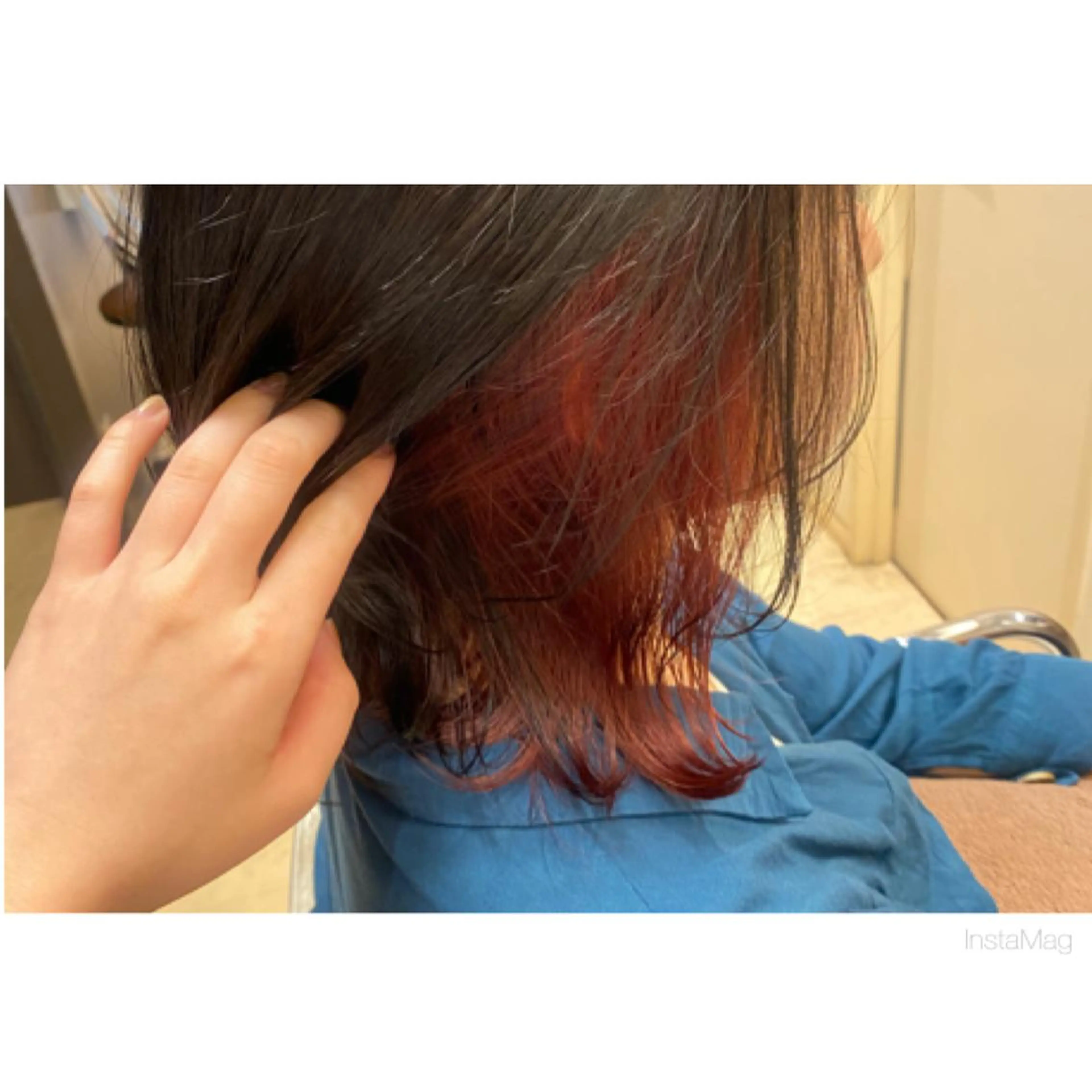 ミディアム カラー ピンクカラー レッドカラー カット ヘアカラー 岩間 香純のヘアスタイル