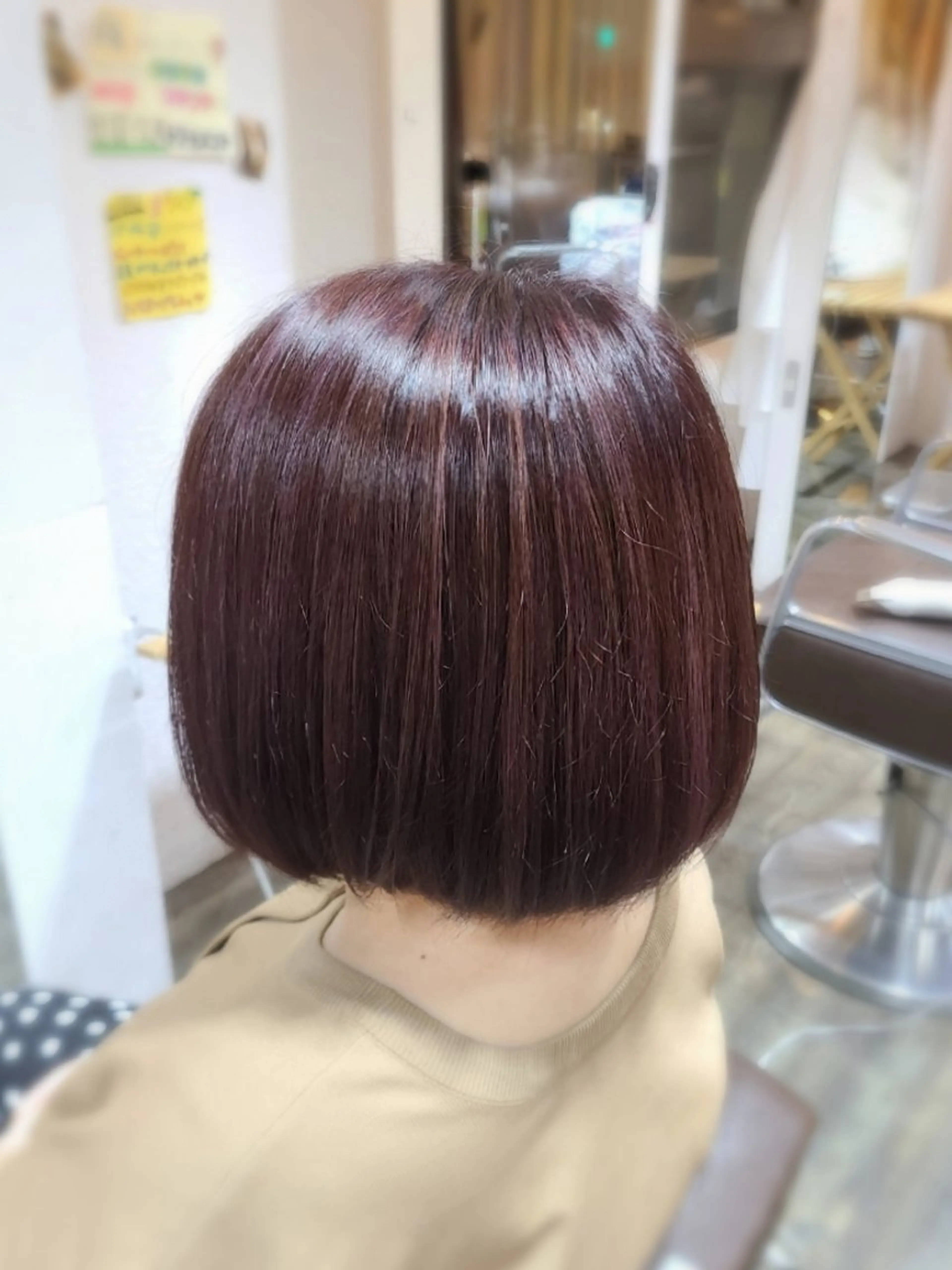 ショート カラー ボルドーカラー ボブ カット ヘアカラー 桐島 令奈のヘアスタイル