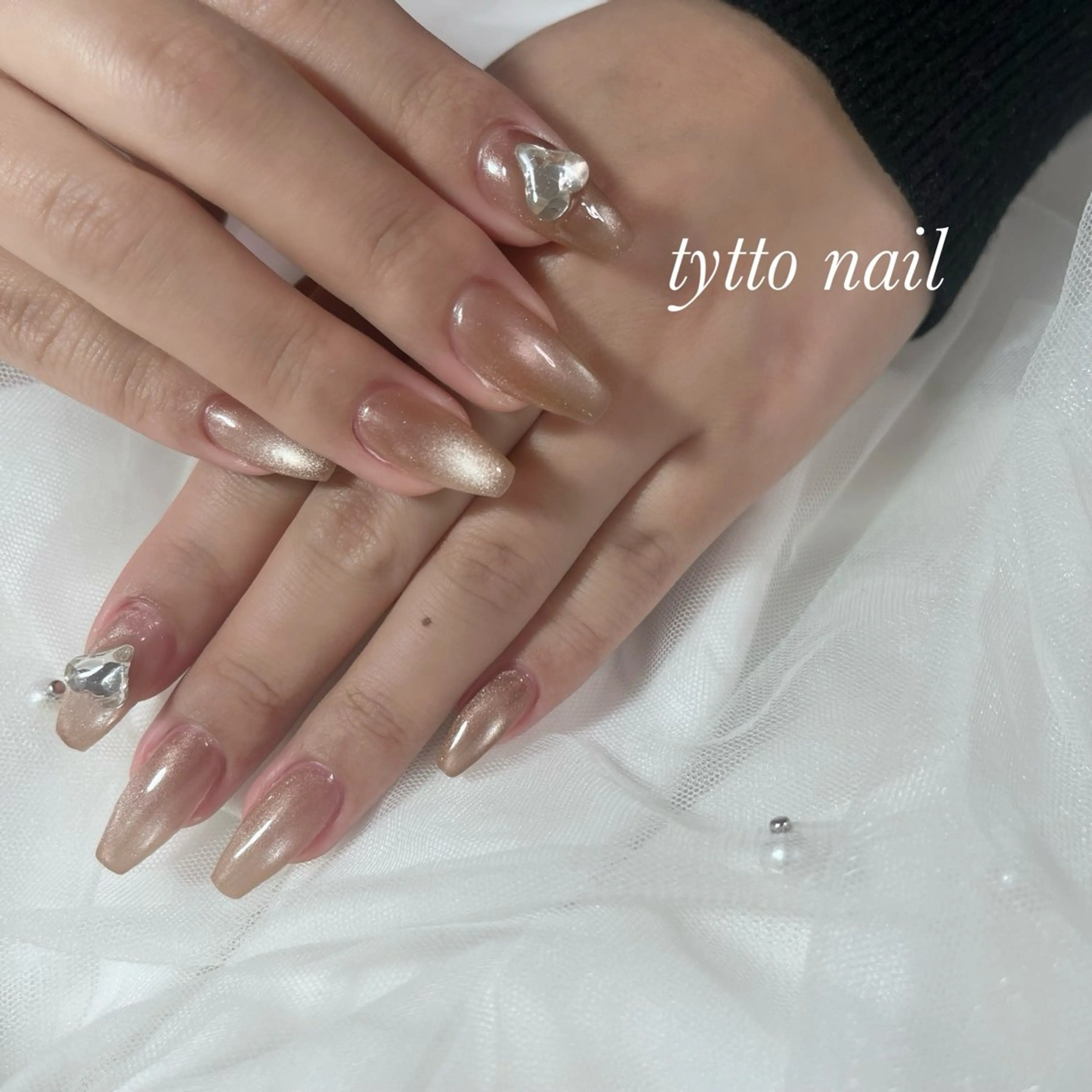 ネイル ガーリー ハート キラキラネイル マグネットネイル オフィスネイル tytto nail ❤︎‪‪eri‪‪のネイルデザイン