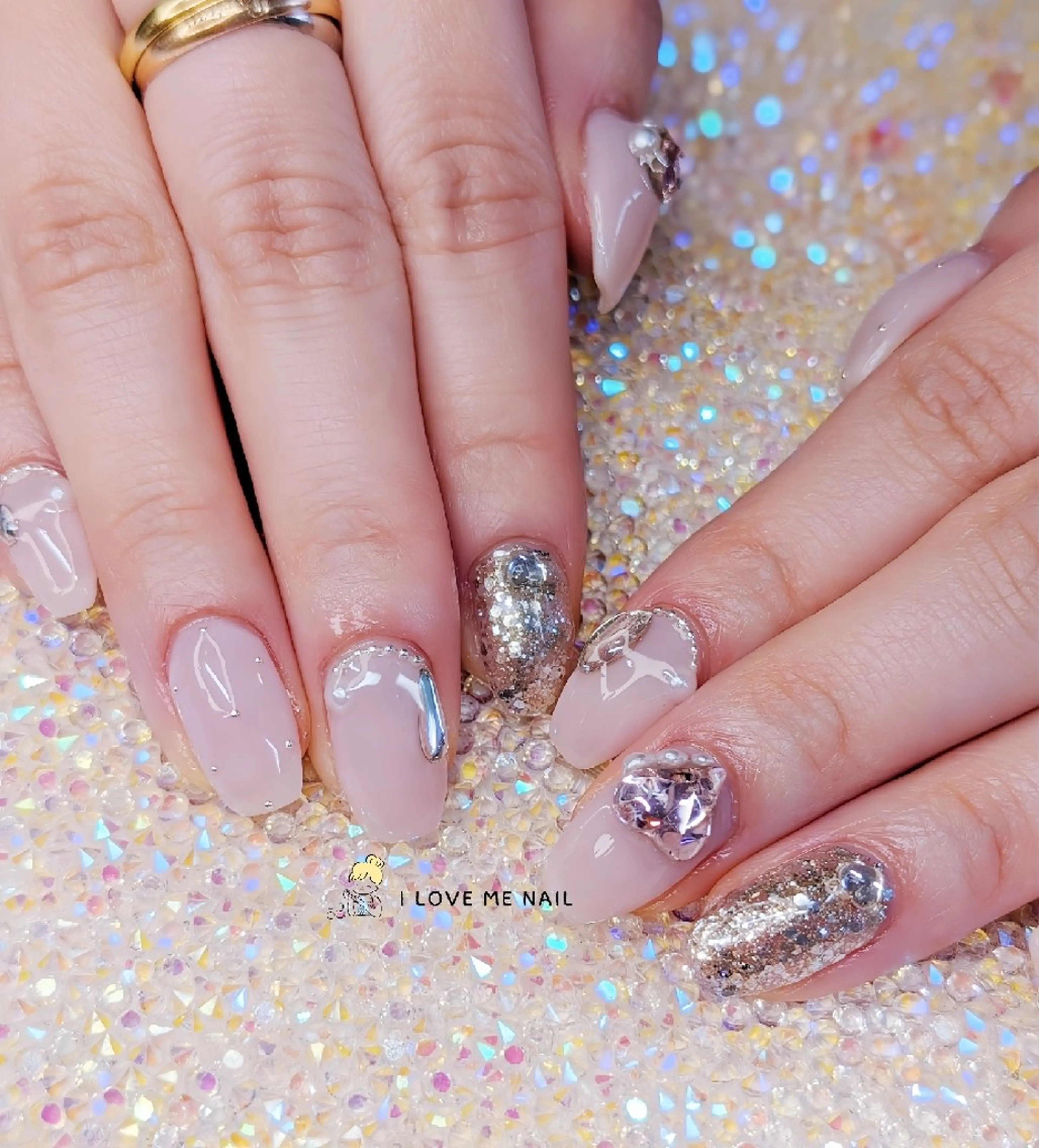 ネイル 長さ出し ジェルネイル ハート 韓国ネイル マグネットネイル ハンドネイル I LOVE ME NAIL.｡.:*♡のネイルデザイン