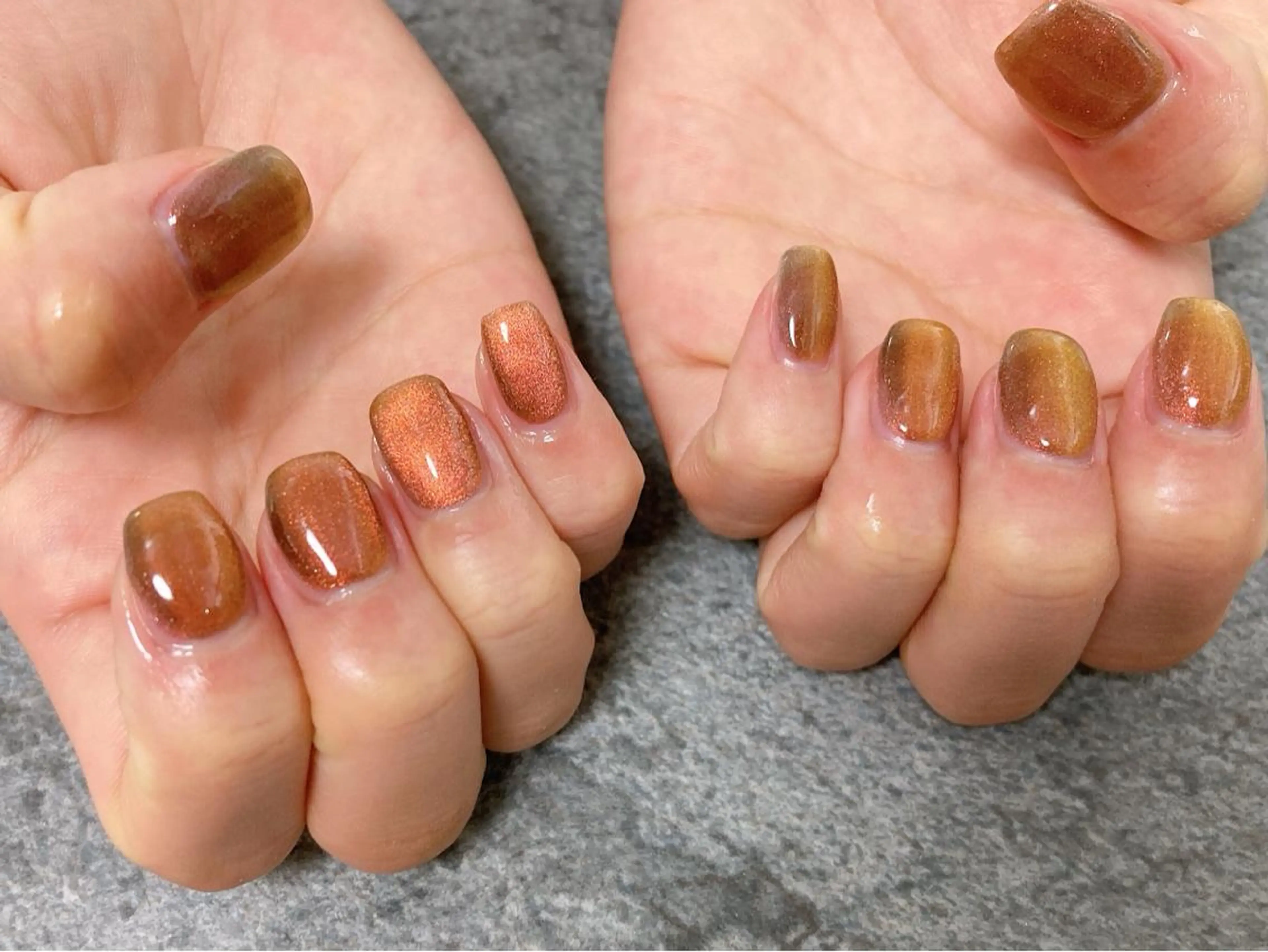 ネイル マグネットネイル オレンジ Mogu nail 二子玉川のネイルデザイン