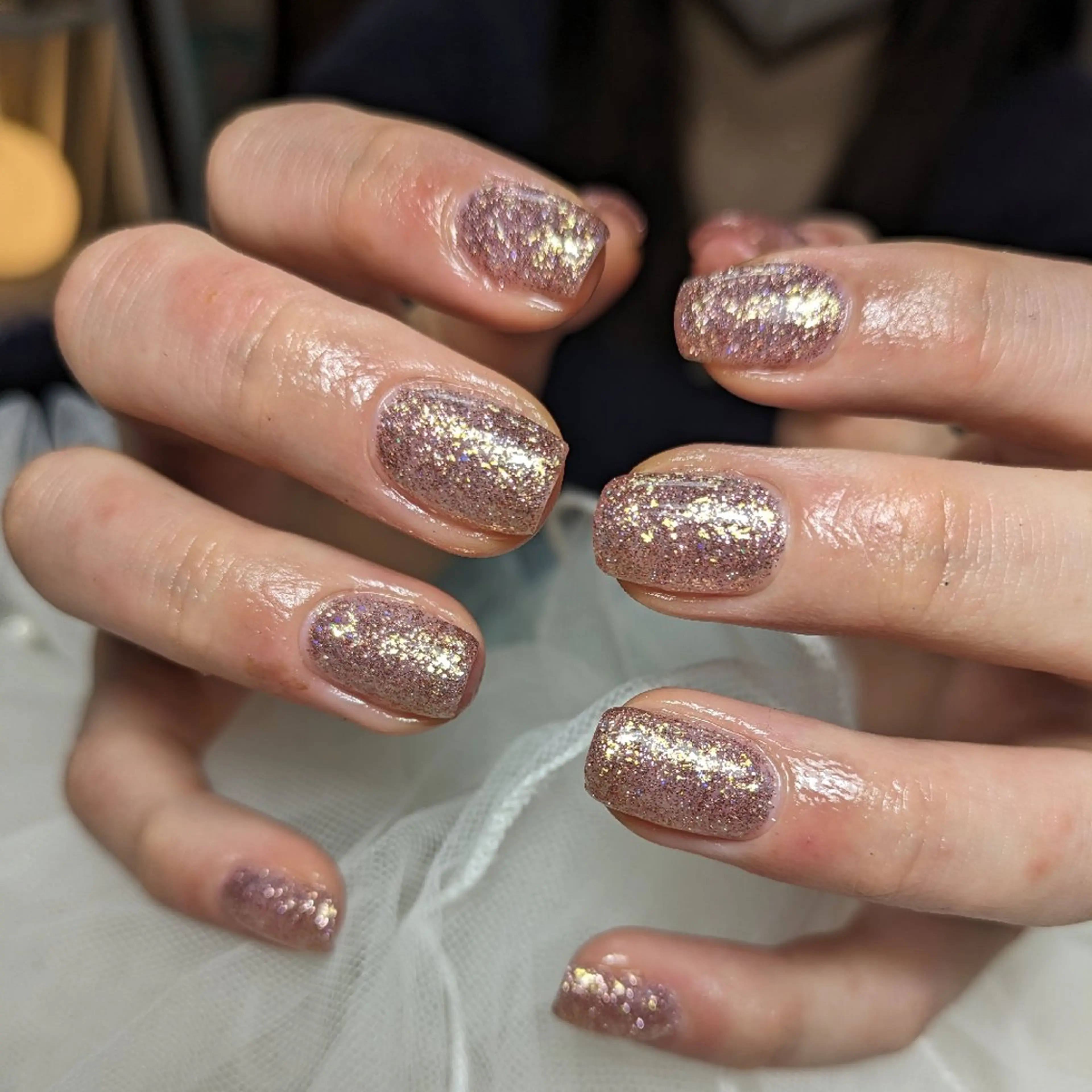 ネイル ラメ(グリッター) ワンカラーネイル ハンドネイル 門戸厄神プライベートサロンulunail所属・ulunail mikaのネイルデザイン