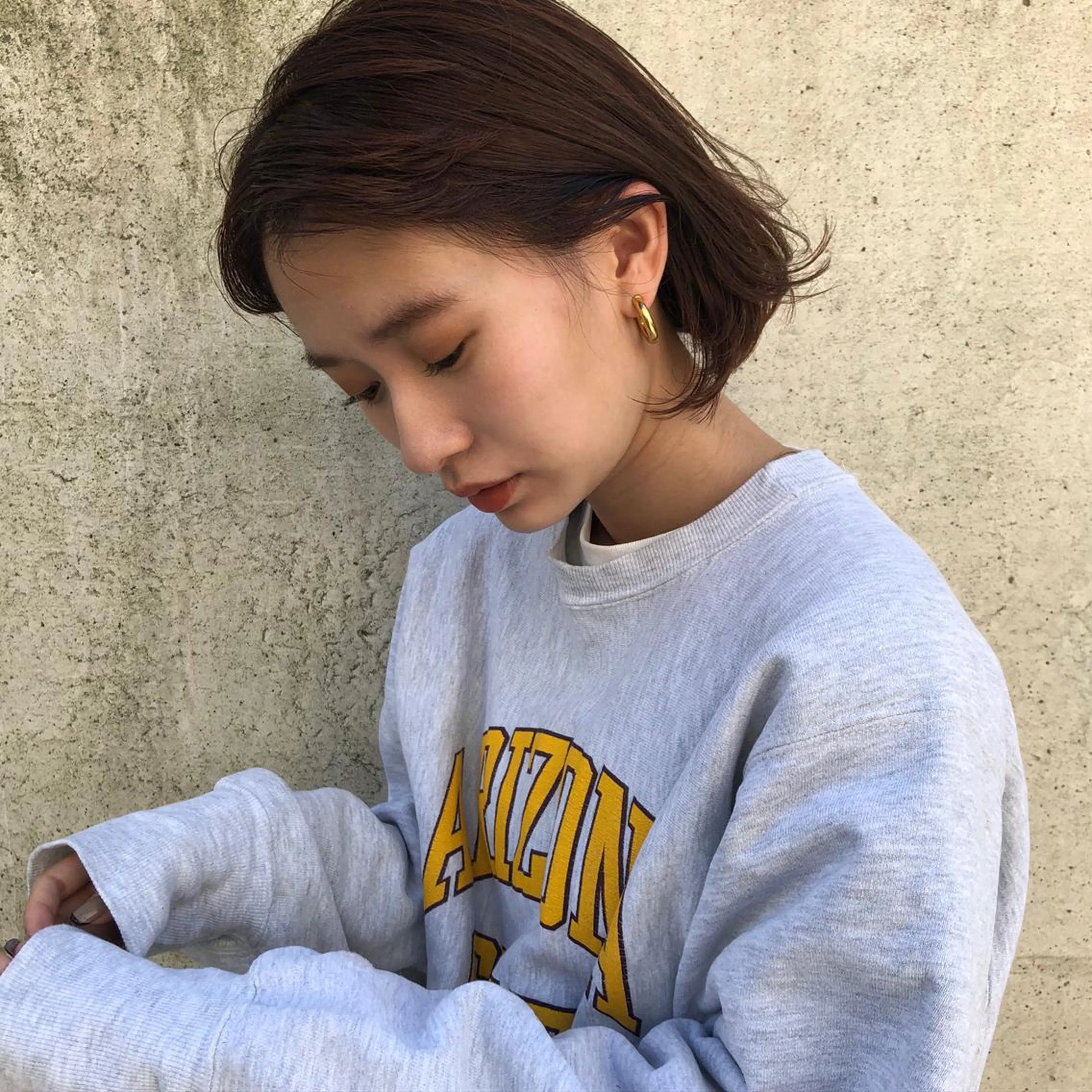 ショート カラー ヘアアレンジ ベージュカラー オレンジ オレンジベージュ ボブ カット ヘアカラー トリートメント ボブ/レイヤー/ケア パーマ/リュウタのヘアスタイル