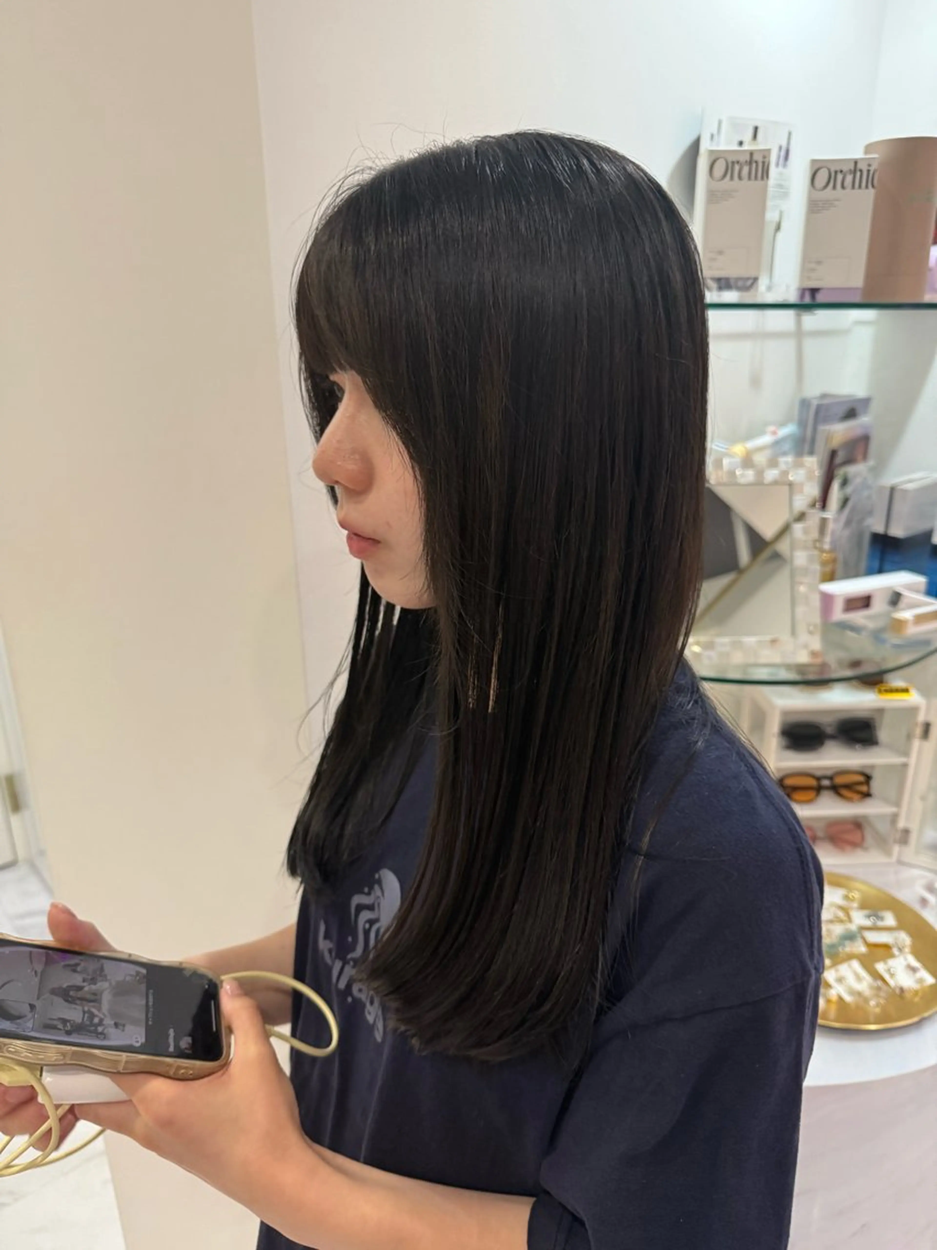 ロング カラー 黒髪 ブラウンカラー ヘアカラー ともか 名駅/ワンカラーのヘアスタイル