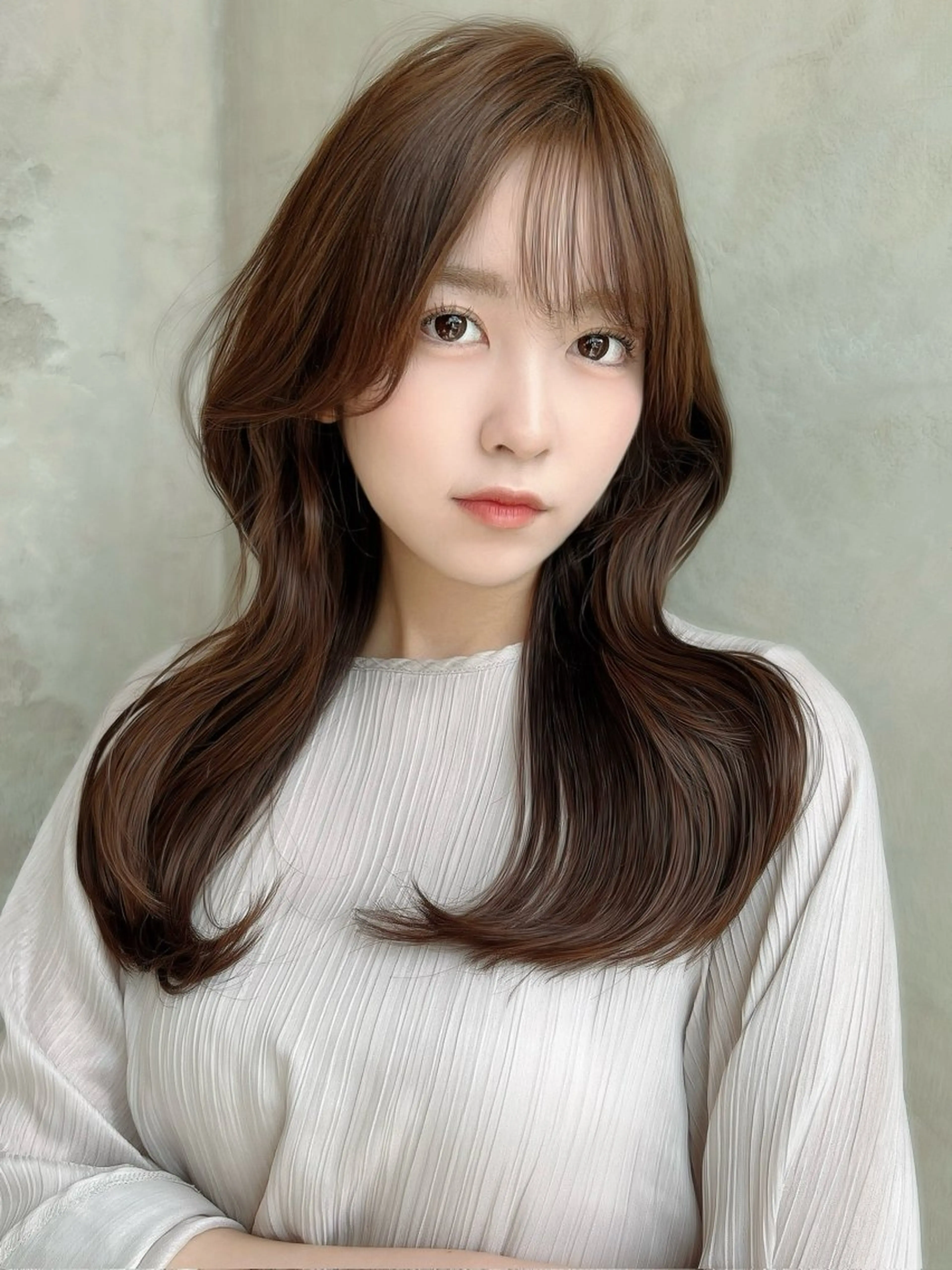 セミロング カラー パーマ 新宿✨顔周りカット 韓国ヘア/坂本亜裟海のヘアスタイル