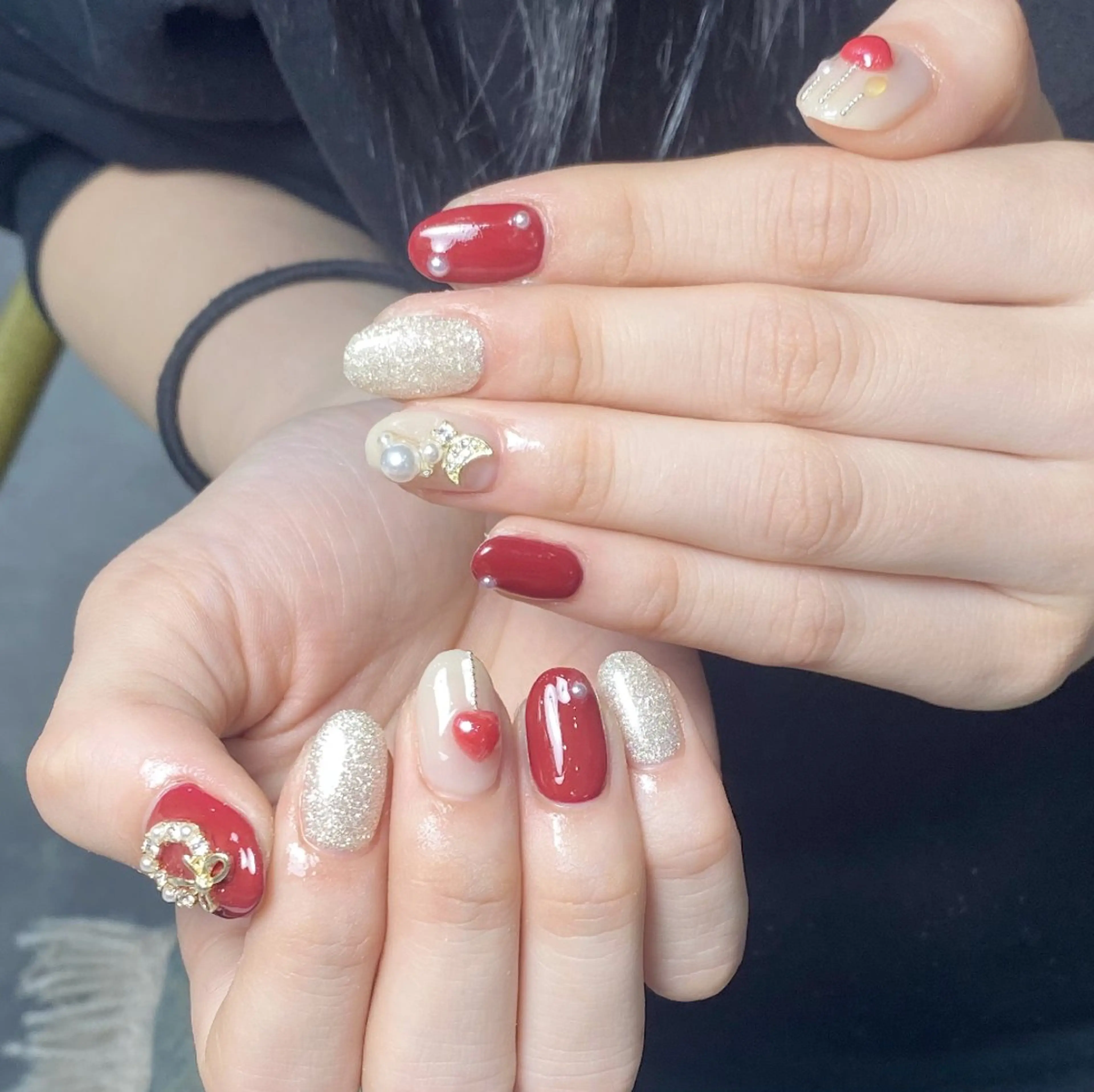 ネイル チークネイル 長さ出し フレンチネイル ジェルネイル ガラスフレンチ ハンドネイル UM Nail Salonのネイルデザイン