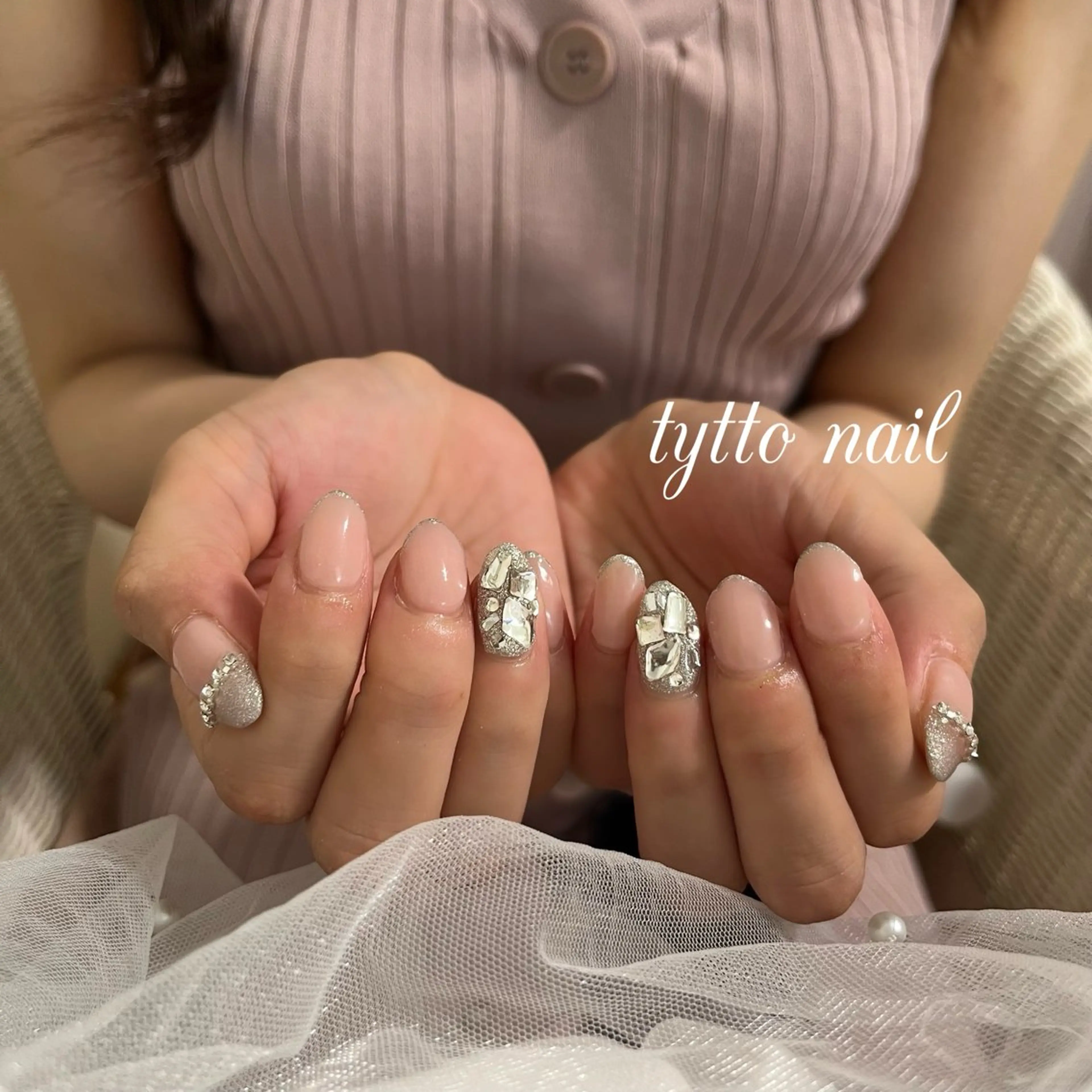 ネイル フラッシュネイル フレンチネイル キラキラネイル 韓国ネイル ラメ(グリッター) ハンドネイル tytto nail ❤︎‪‪eri‪‪のネイルデザイン